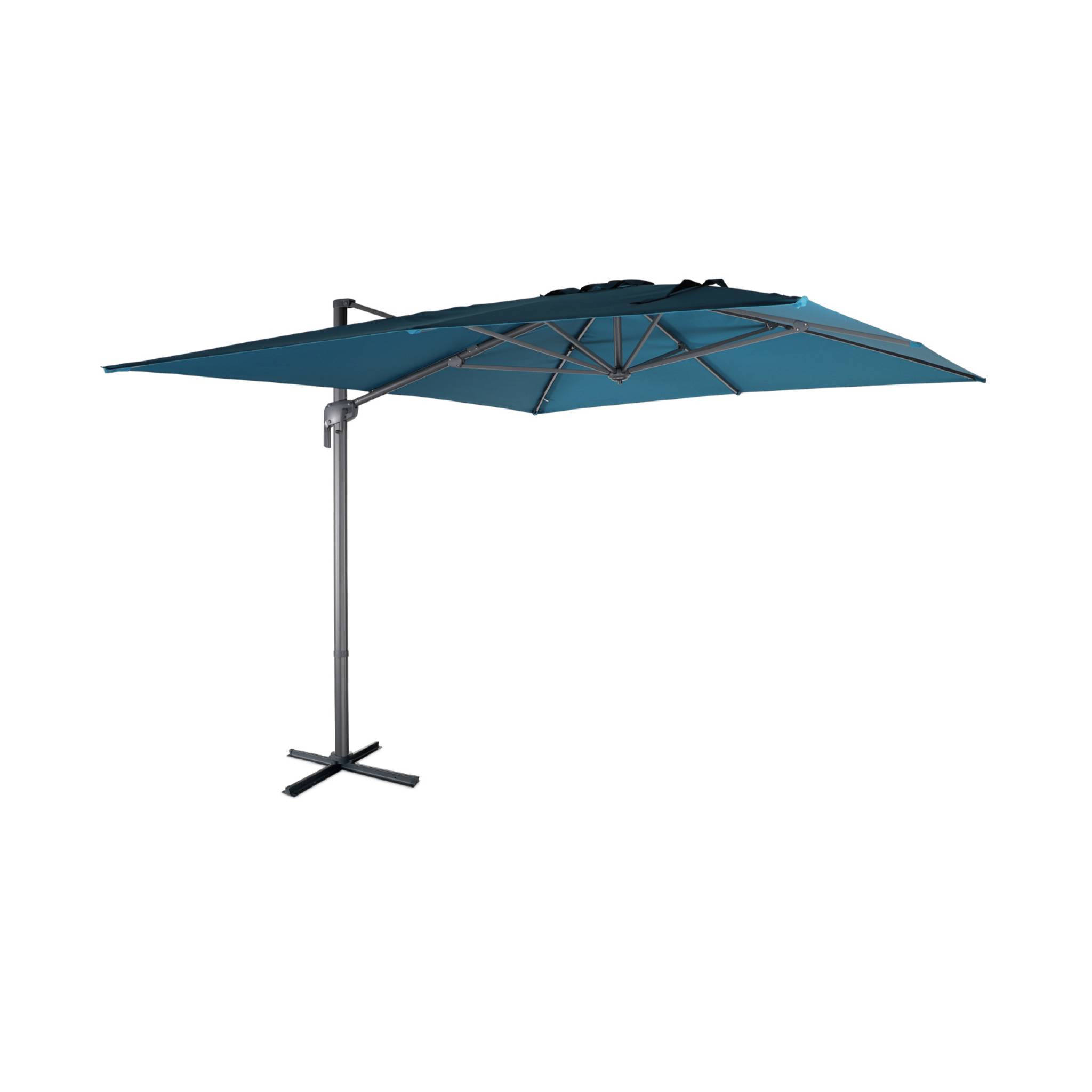 Parasol déporté rectangulaire 3x4m bleu canard