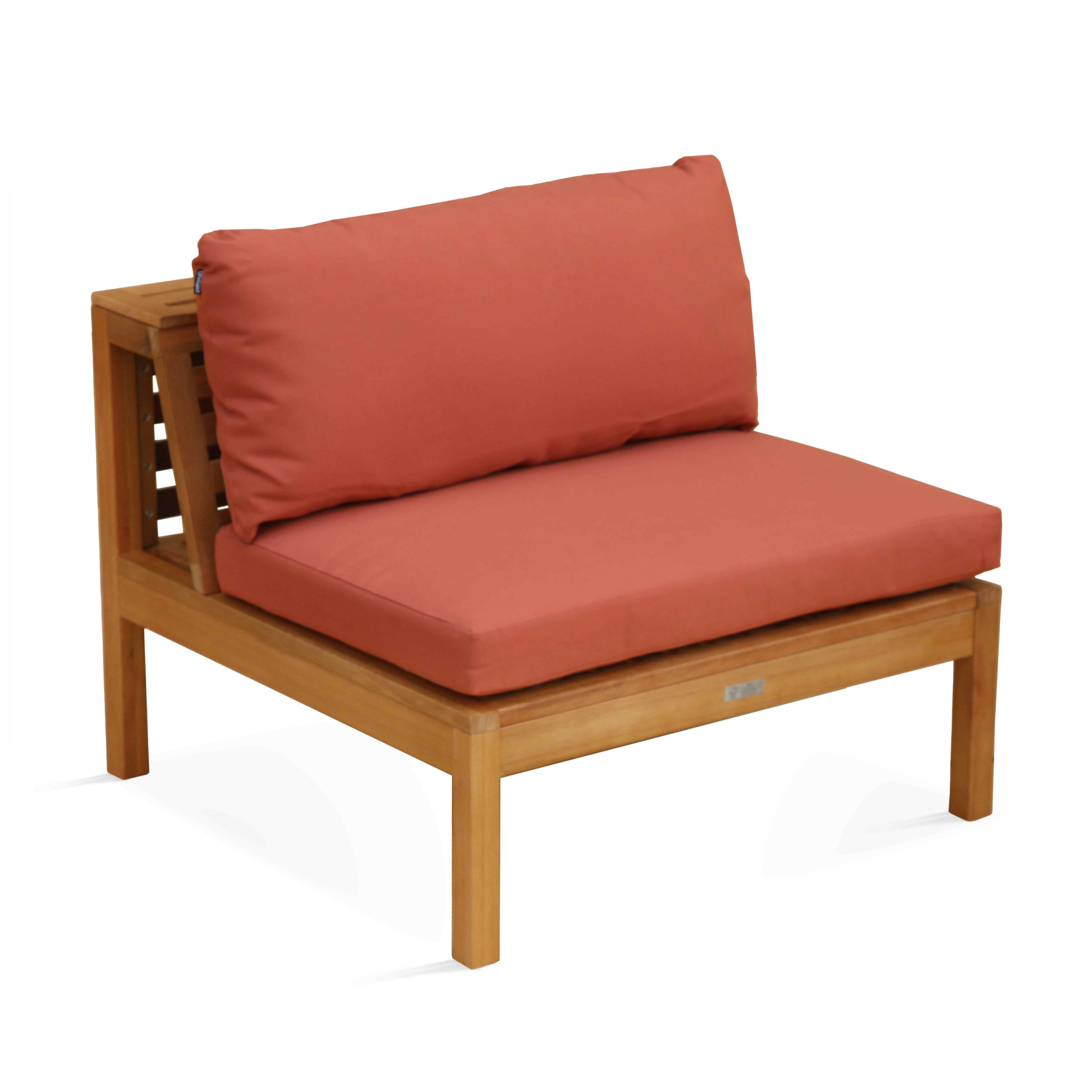 fauteuil de jardin bas en bois d'eucalyptus terracotta