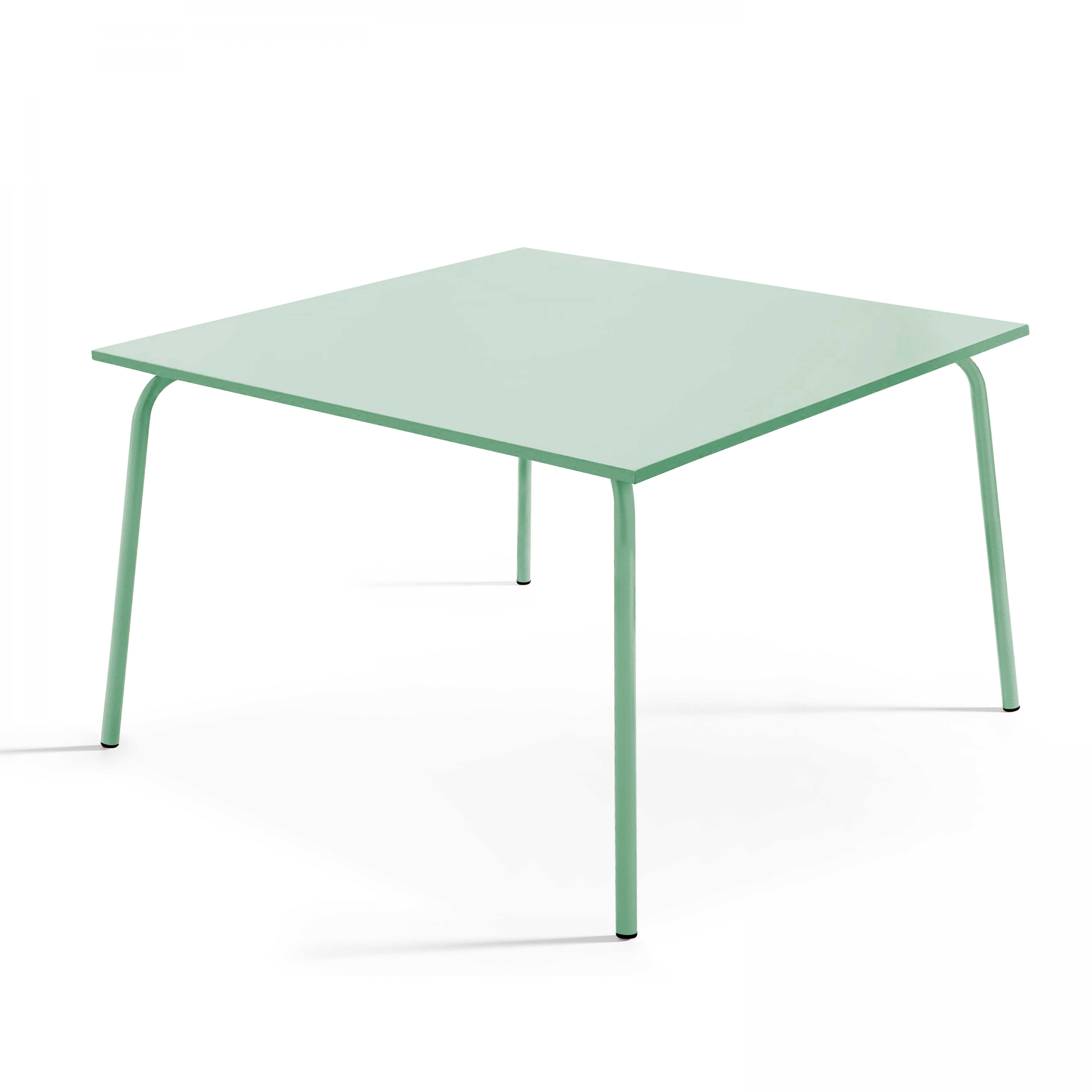 Table à manger carrée en acier vert sauge 120 cm