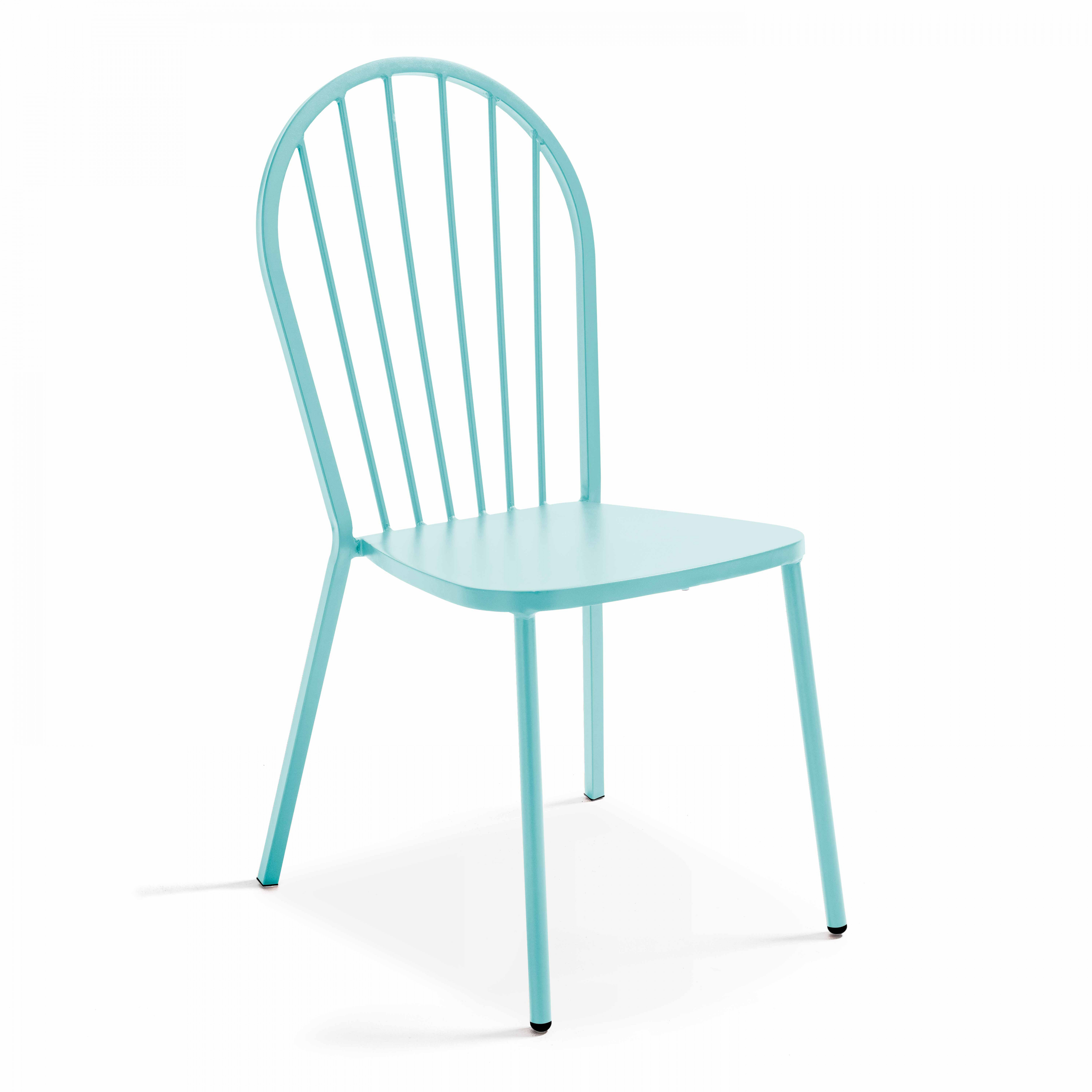 chaise bistrot en métal turquoise