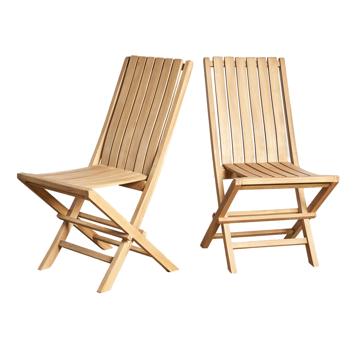 Ensemble de 2 chaises pliantes en teck