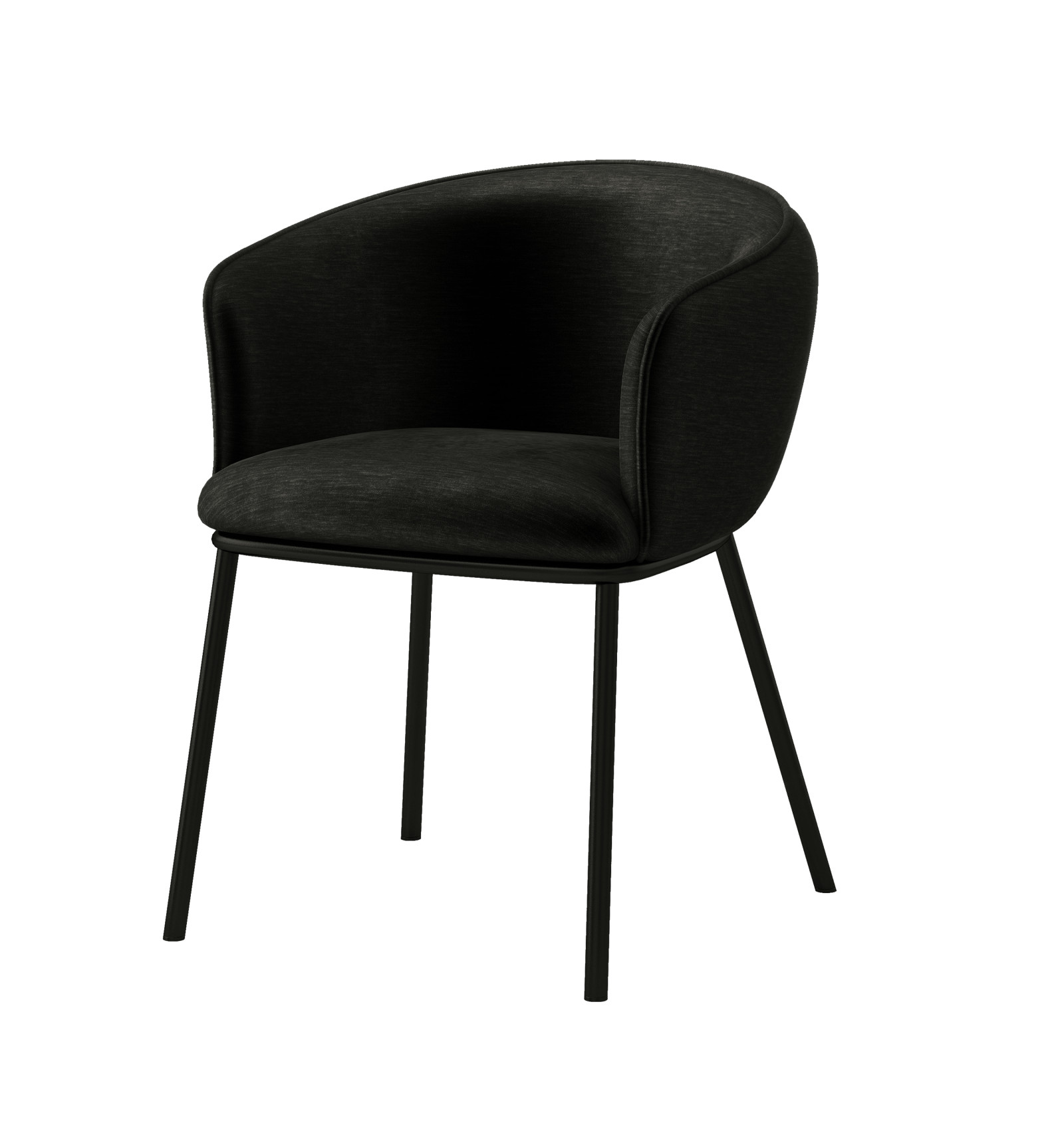 Fauteuil de table en tissu chenillé Noir et métal noir