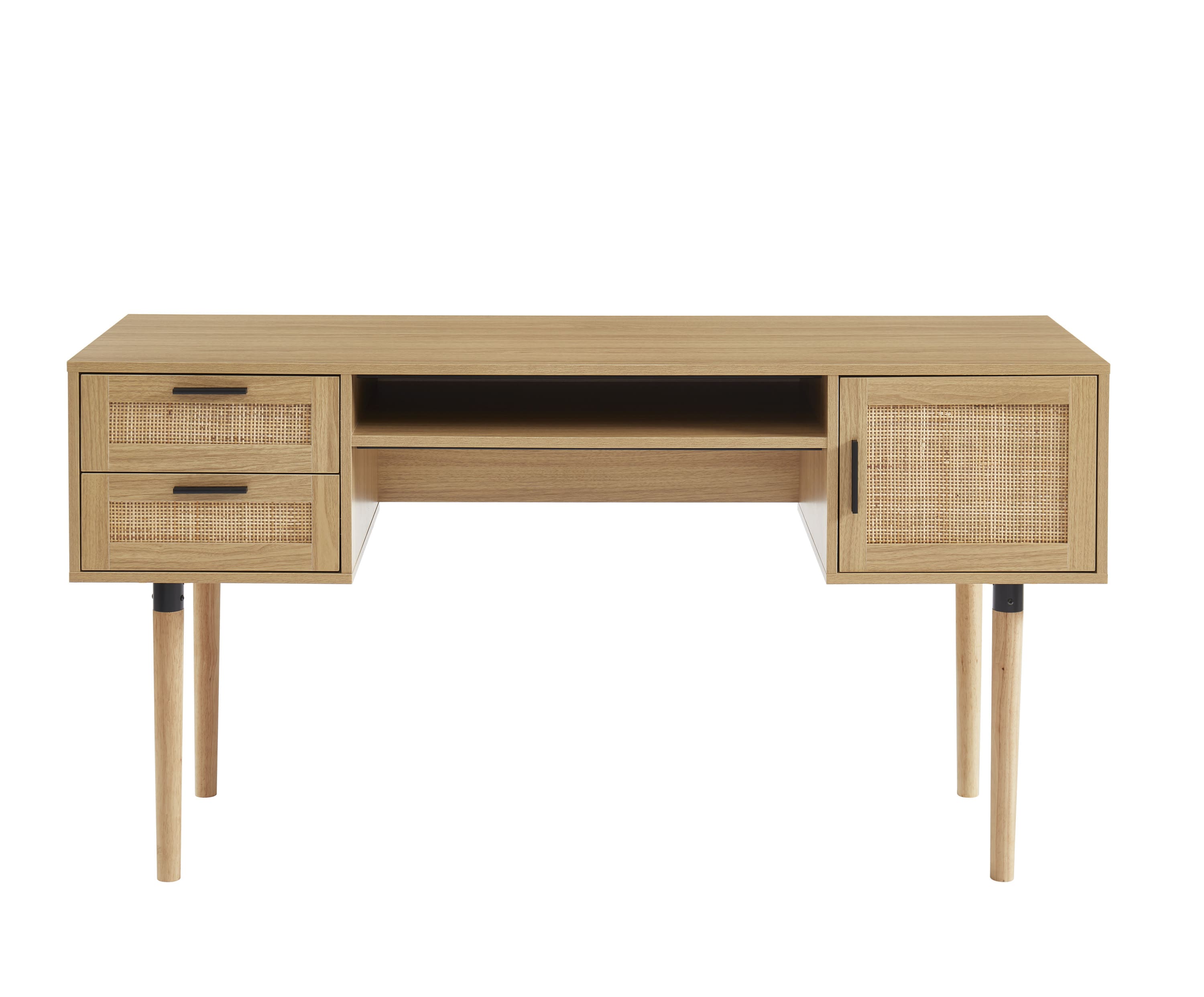 Petit bureau droit design BAKUS en bois et métal noir - 120x60 cm