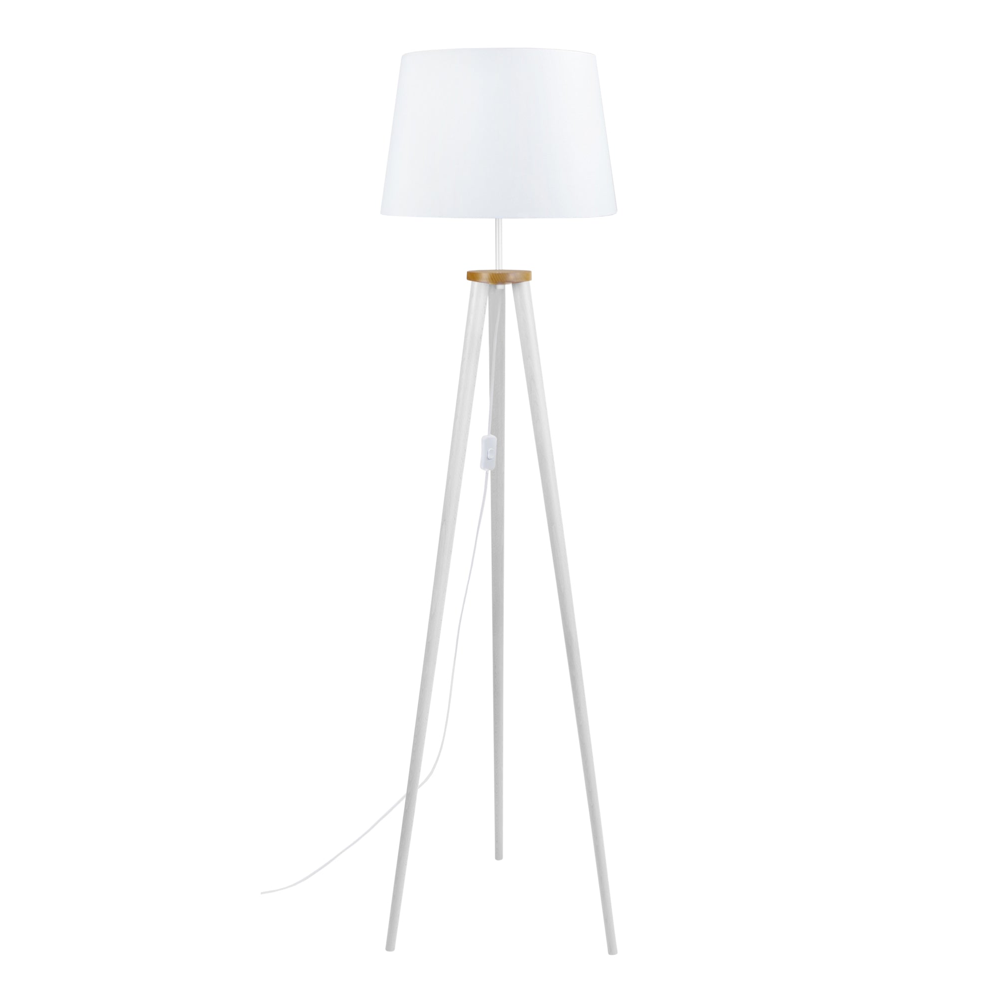 Lampadaire bois naturel et blanc