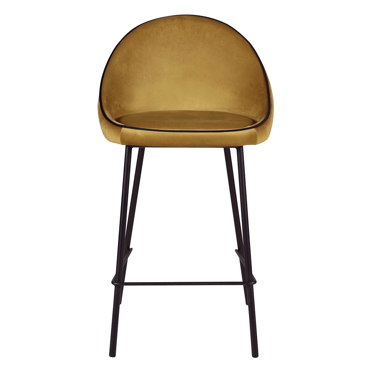 chaise de bar velours ocre surpiqué design