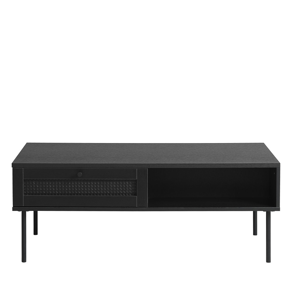Table basse moderne en bois et métal noir