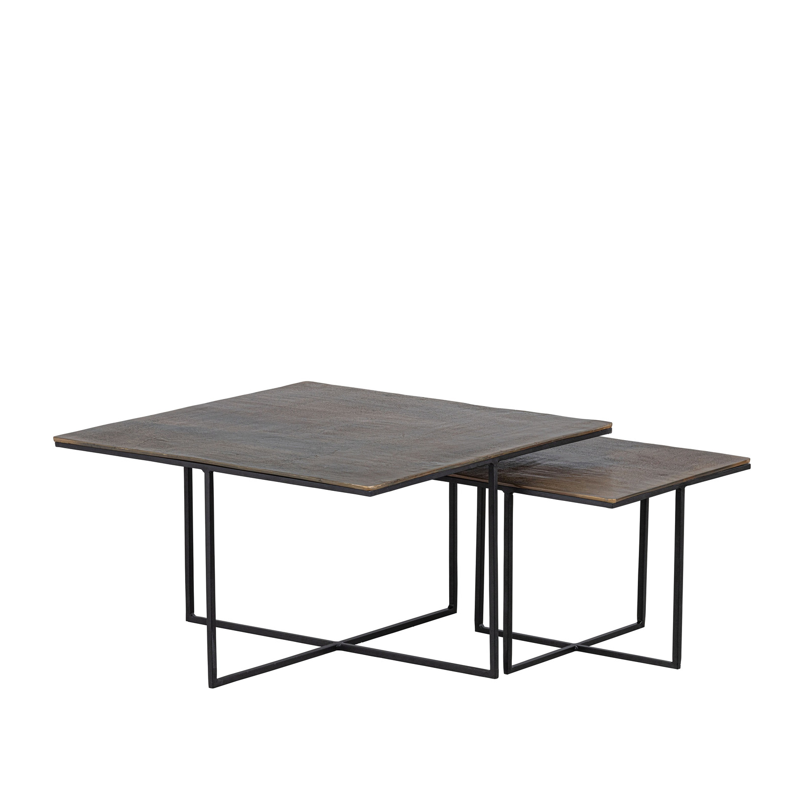 Lot de 2 tables d&rsquo;appoints en métal doré