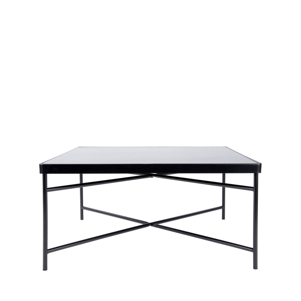 table basse carrée en verre et métal 80x80cm noir