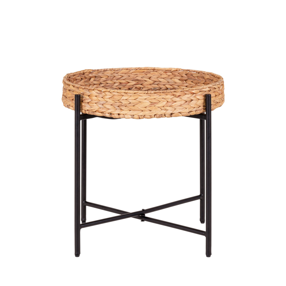 Table d’appoint en jacinthe d’eau et métal ø50cm – Naturel