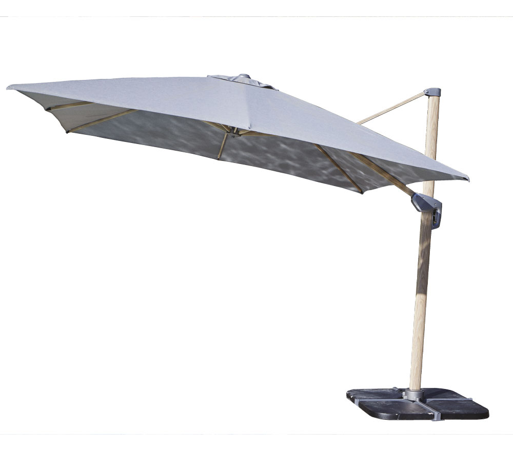 Parasol déporté 3x3m en aluminium gris perle