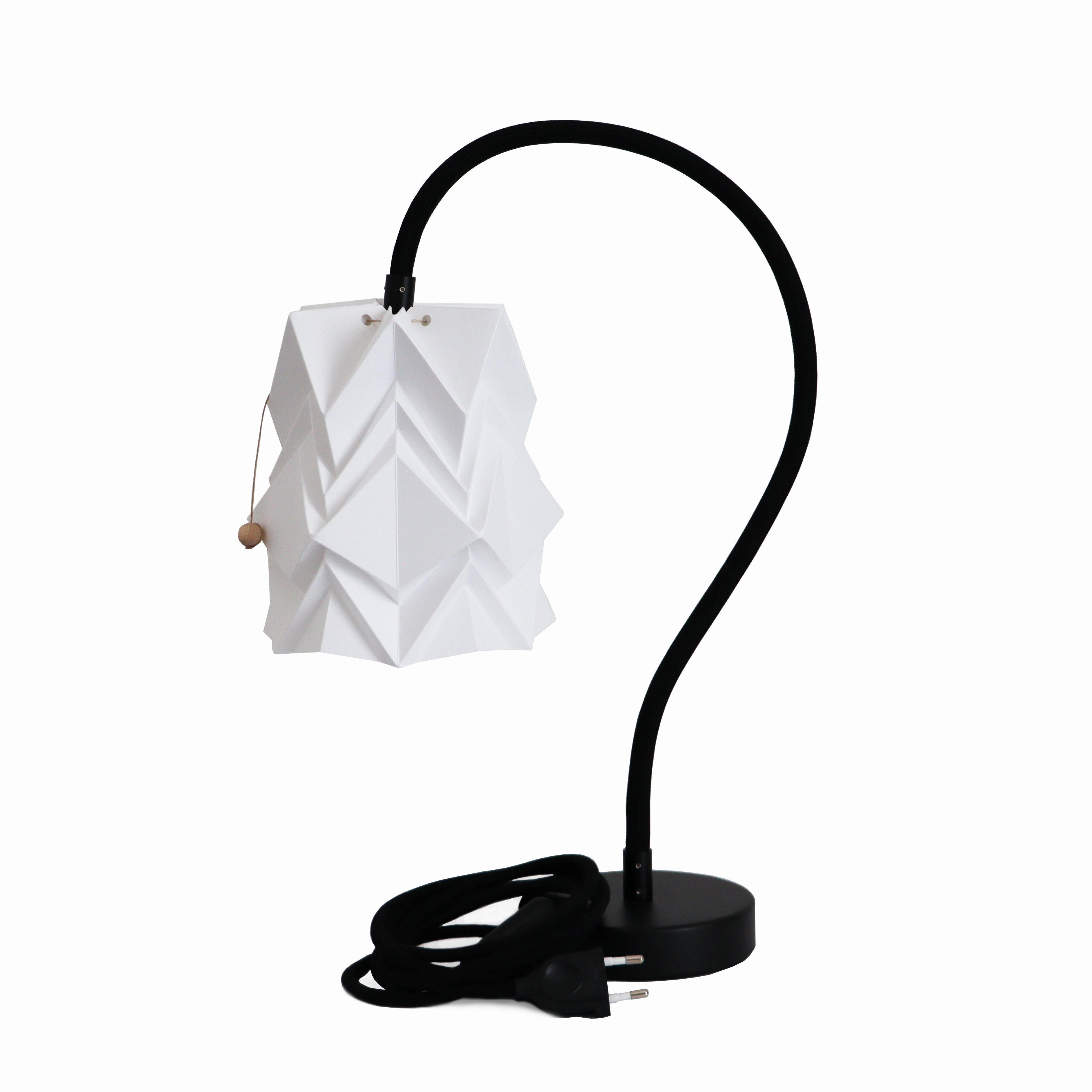lampe de table avec pied flexible et petit abat-jour en papier