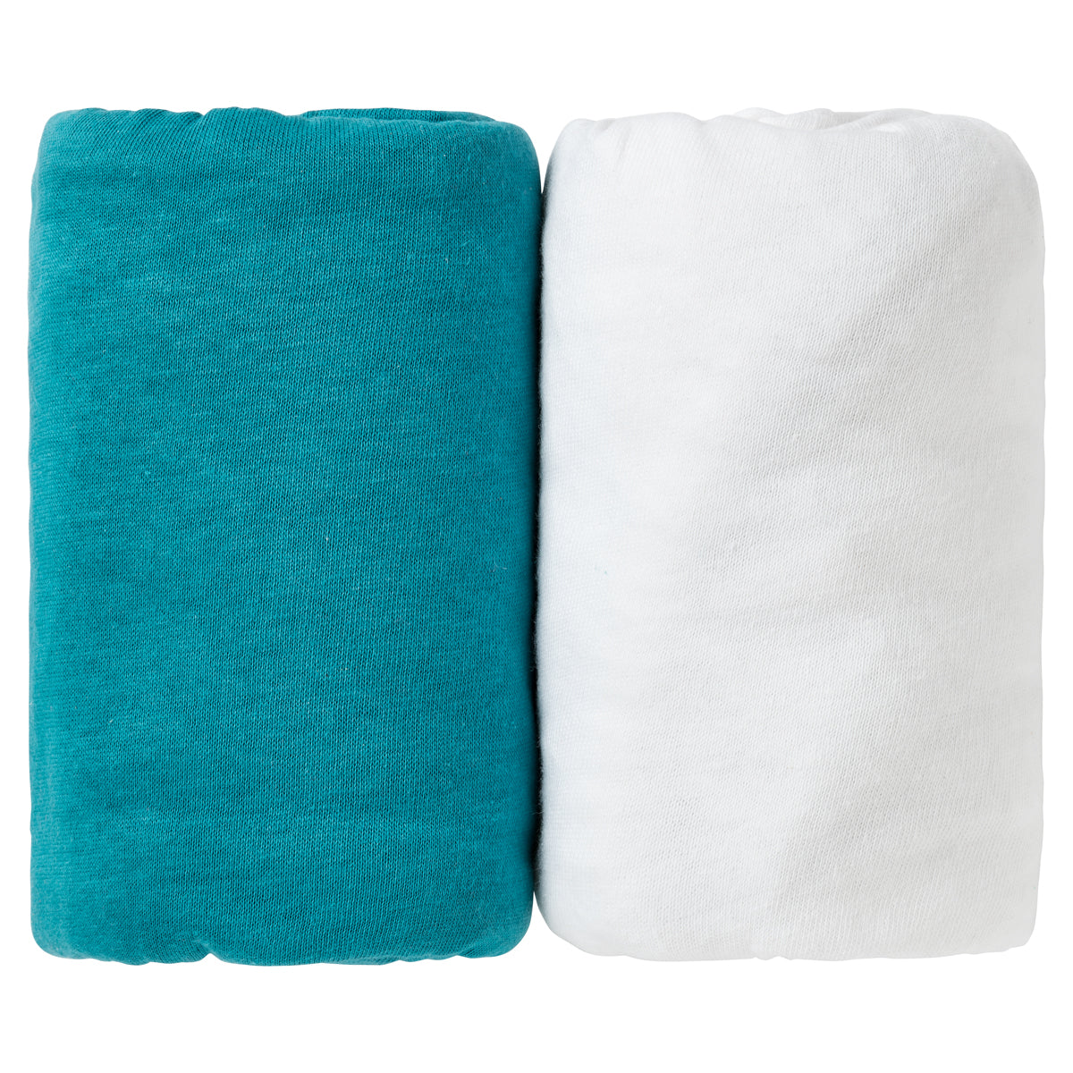 lot de 2 draps housse bébé bleu et blanc en coton 70x140 cm