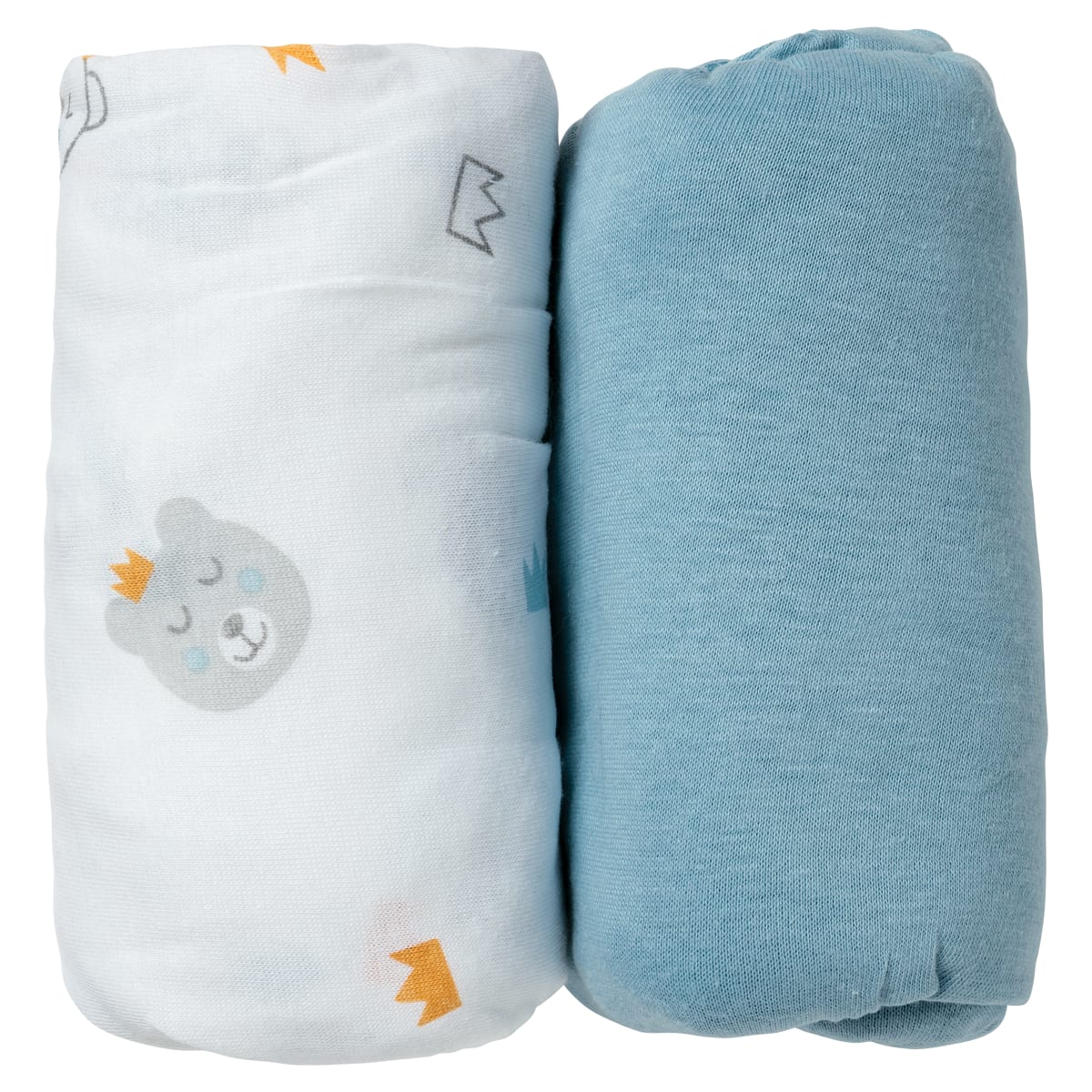 lot de 2 draps housse bébé bleu en coton 70x140 cm