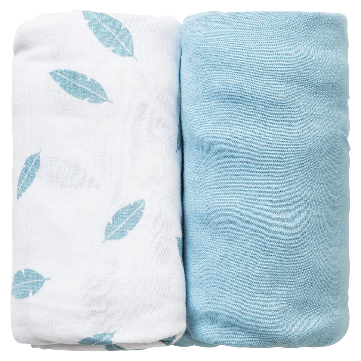 lot de 2 draps housse bébé en coton bleu et blanc 40x80 cm