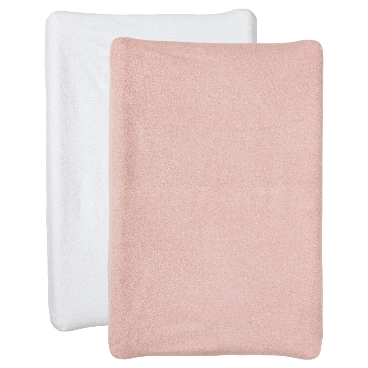 2 housses de matelas à langer bébé rose et blanc en coton 50x70 cm