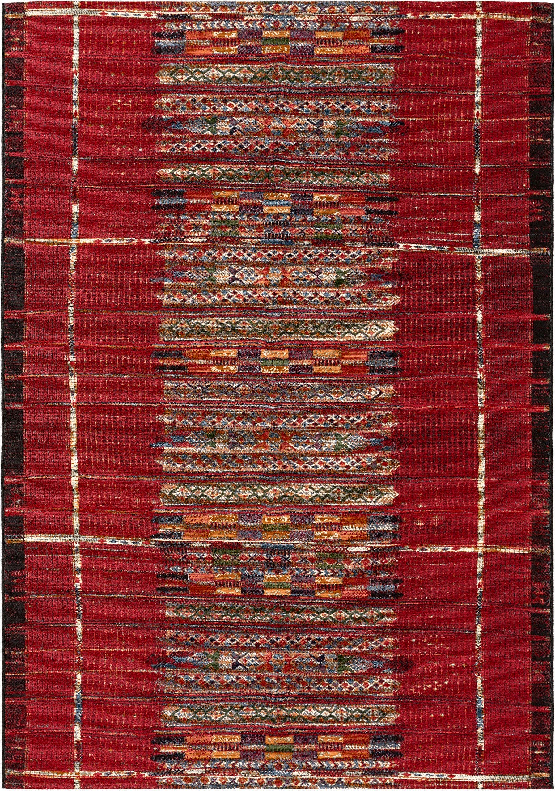 Tapis d'extérieur & intérieur multicouleur/rouge 160x235