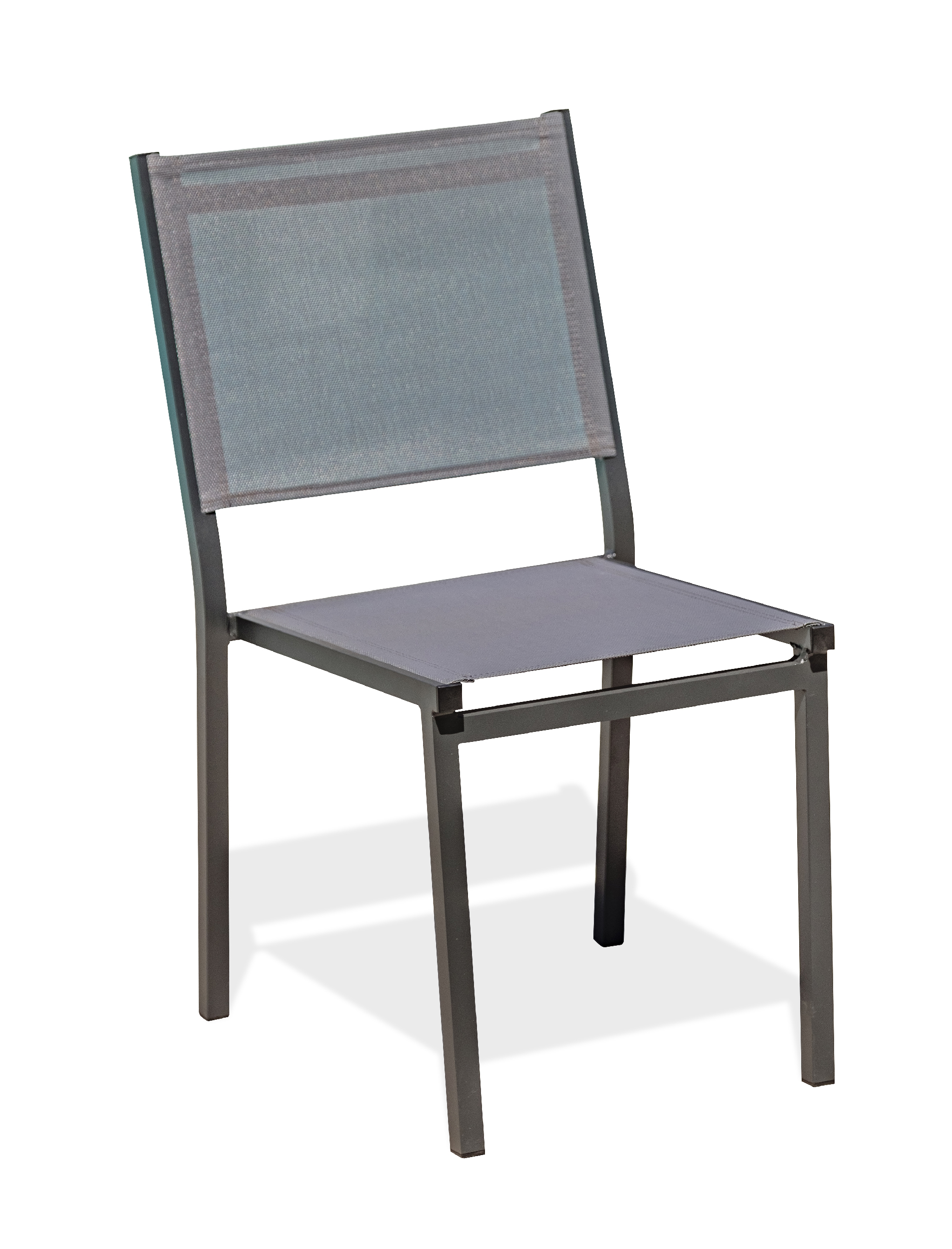 chaise de jardin empilable en aluminium et toile plastifiée anthracite