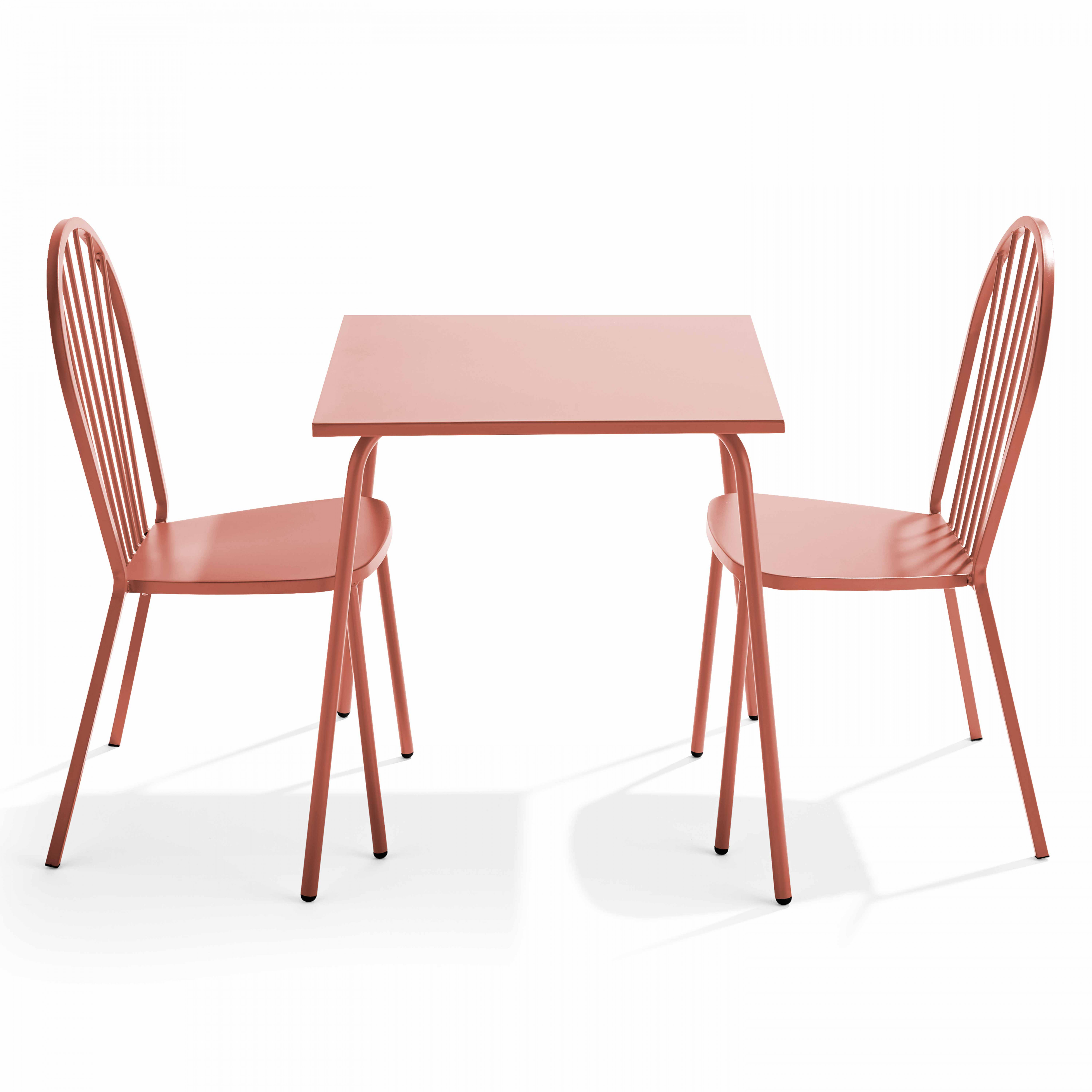 Ensemble table de jardin bistrot et 2 chaises en acier argile