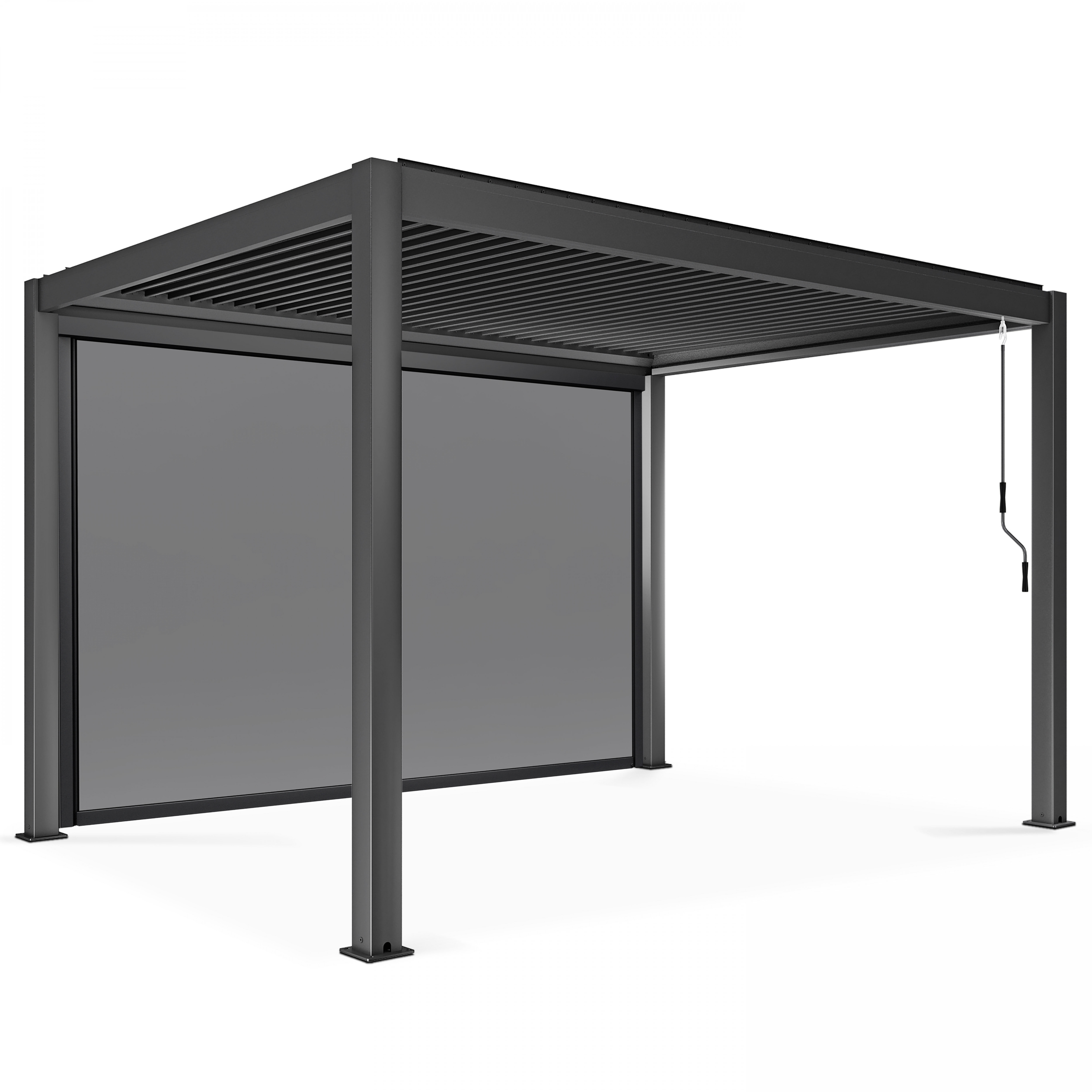 Pergola bioclimatique 3x4m autoportée avec 1 store 3,73 x 2,34 m