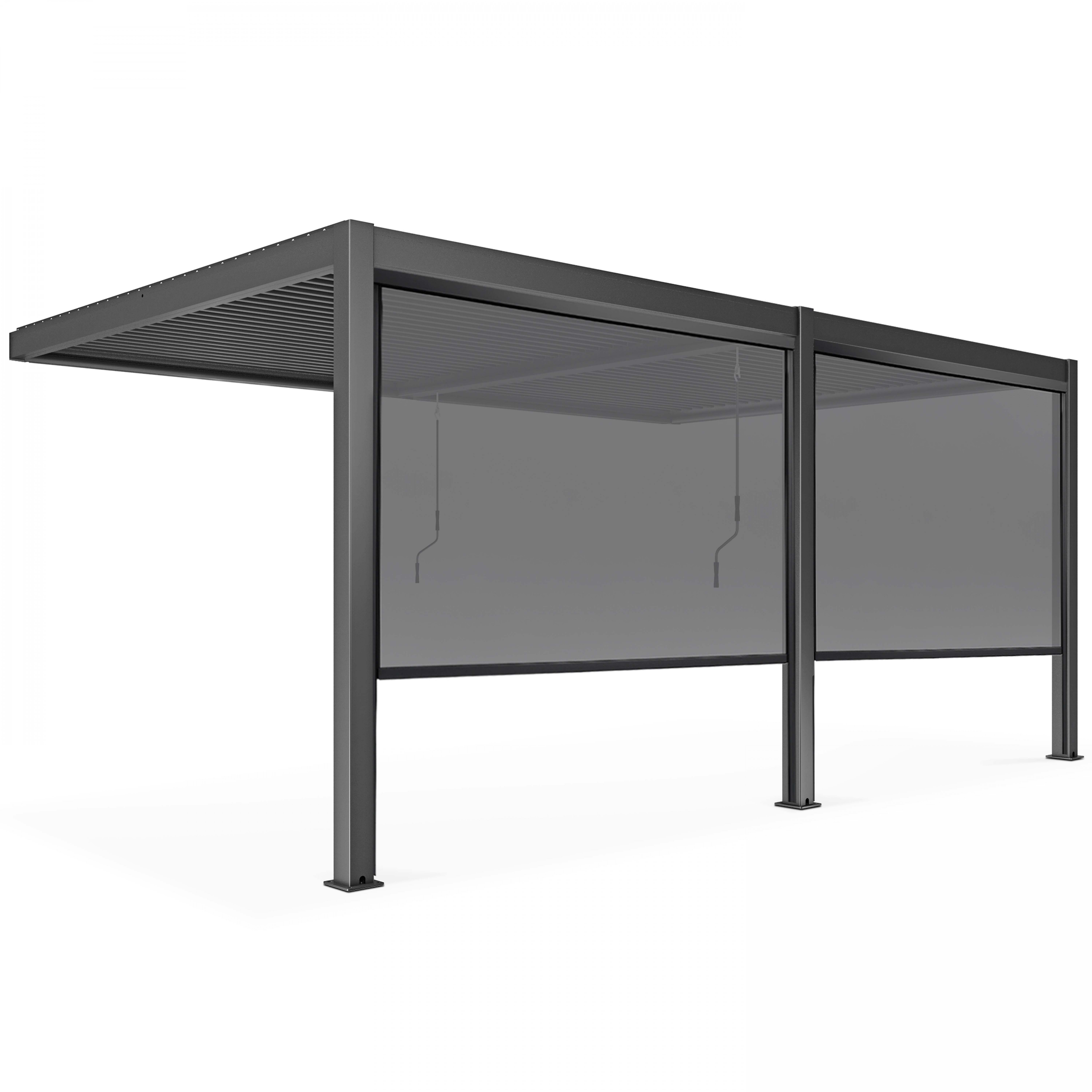 Pergola bioclimatique adossée 3x6m et 2 Stores 2,66 x 2,34m