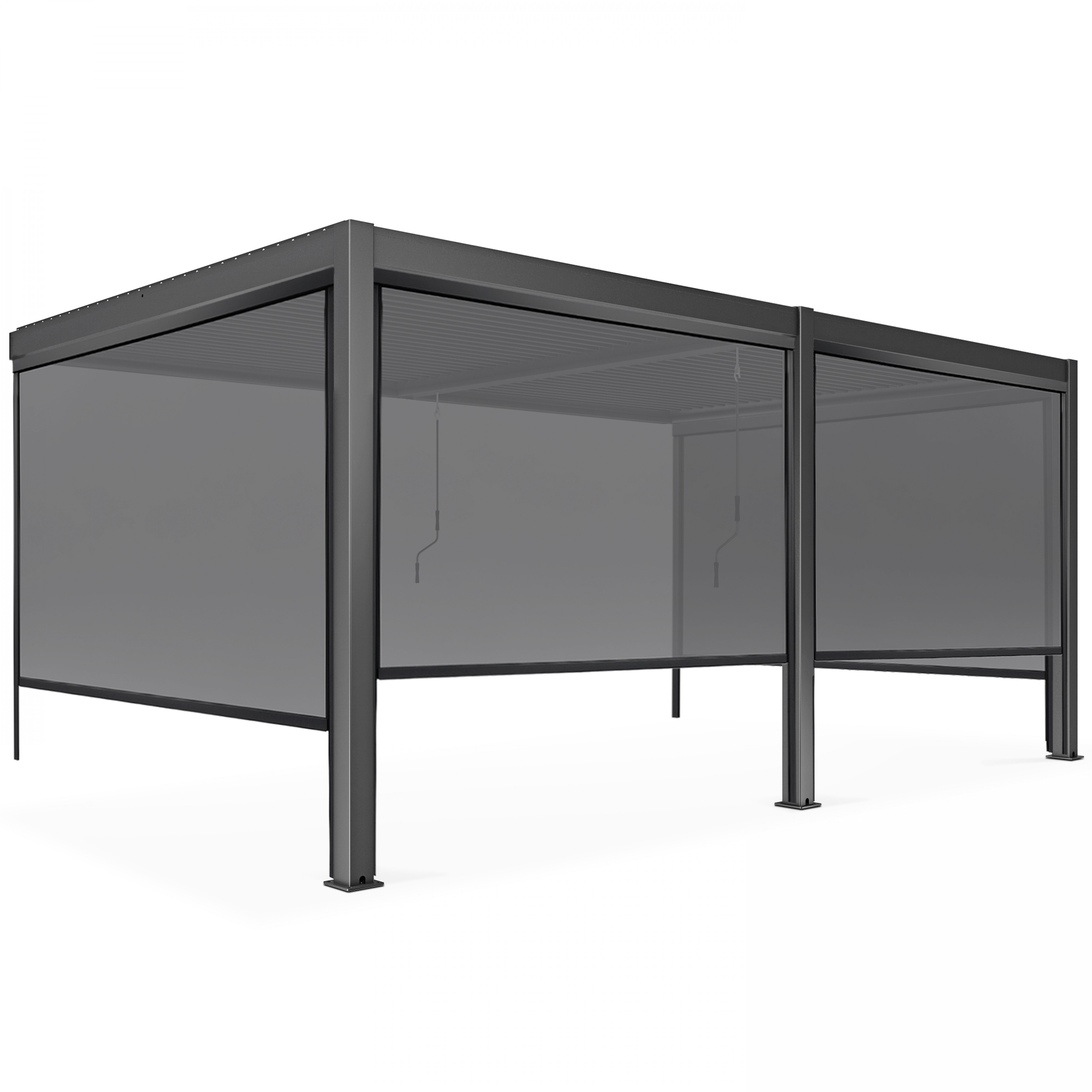 Pergola bioclimatique adossée 3x6m et 4 Stores 2,66 x 2,34m