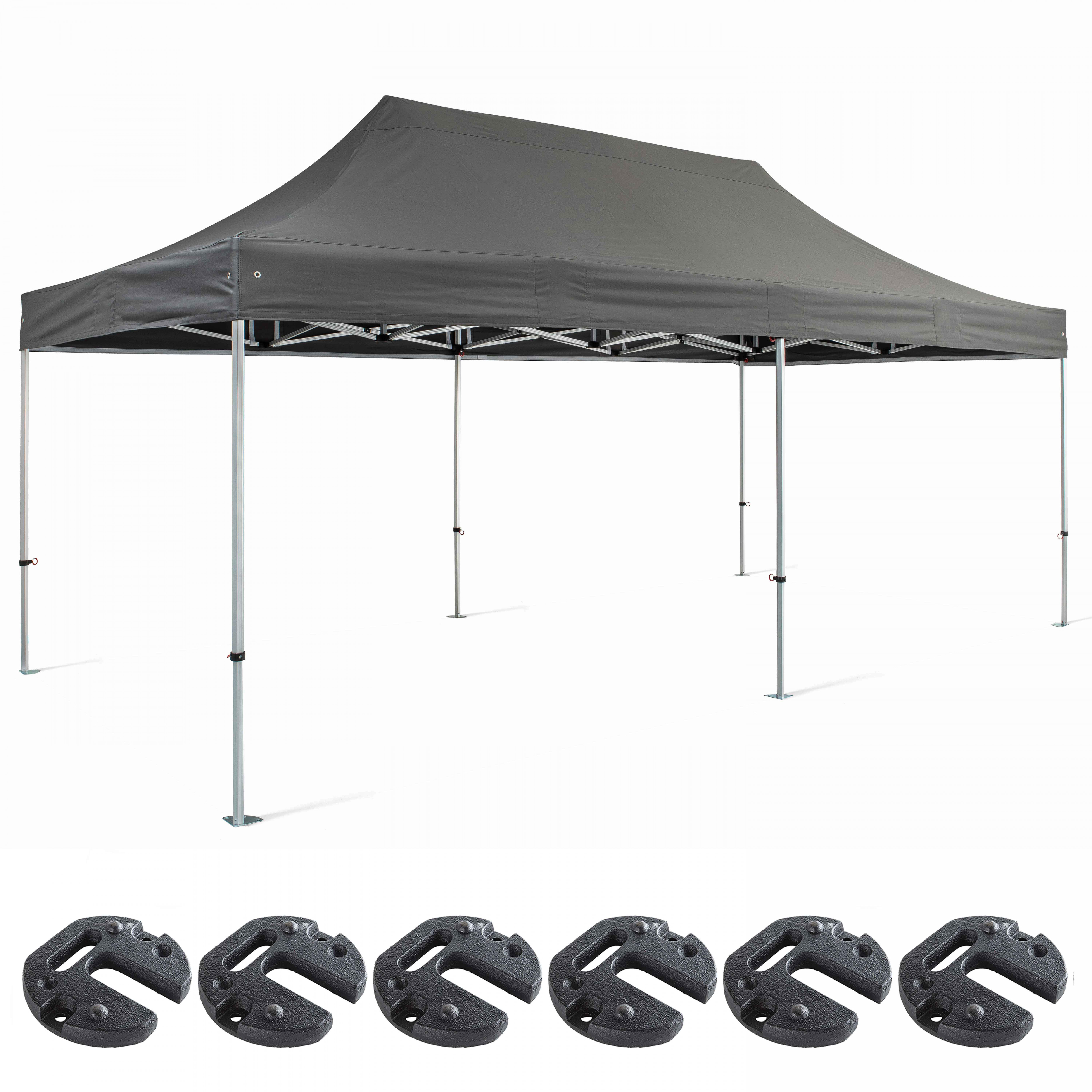 Tente pliante 3x6m et 6 poids de lestage gris