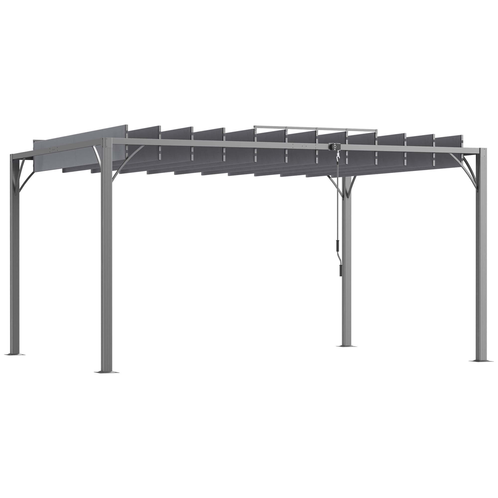 Pergola lames orientables 3,9 x 2,95 x 2,13 m alu acier polyester gris