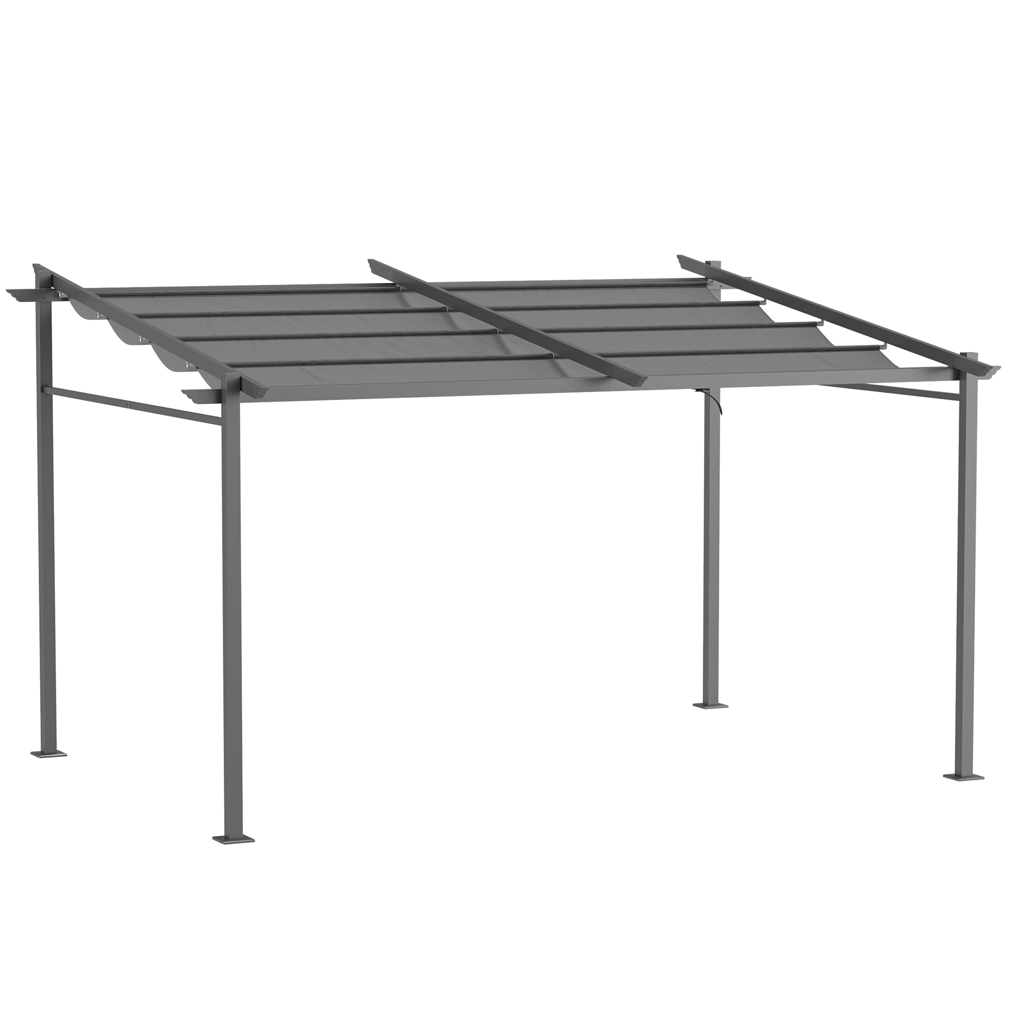 Pergola rétractable 3,97L x 2,95l x 2,3H m alu. acier polyester gris