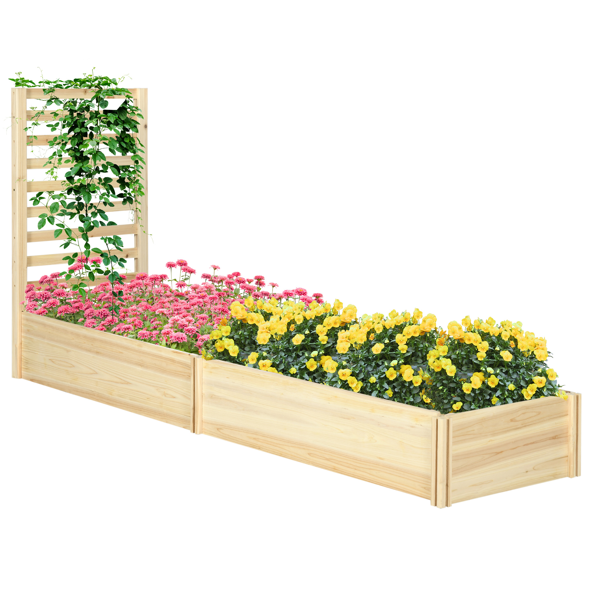 Lot de 2 jardinières avec treillis bois de sapin pré-huilé