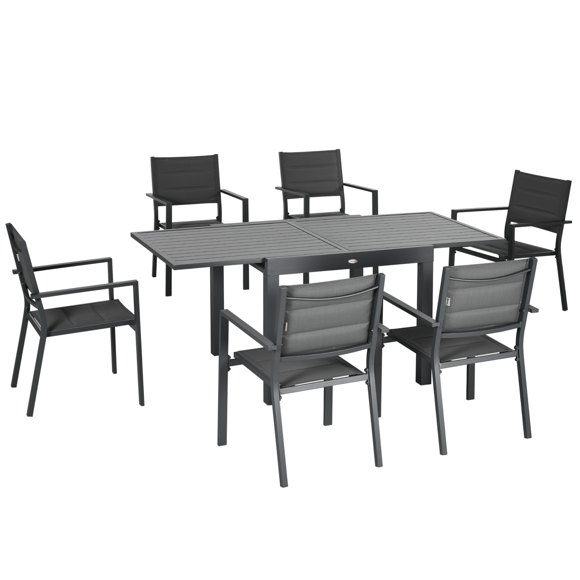 Ensemble jardin 6 personnes chaises empilables table extensible gris