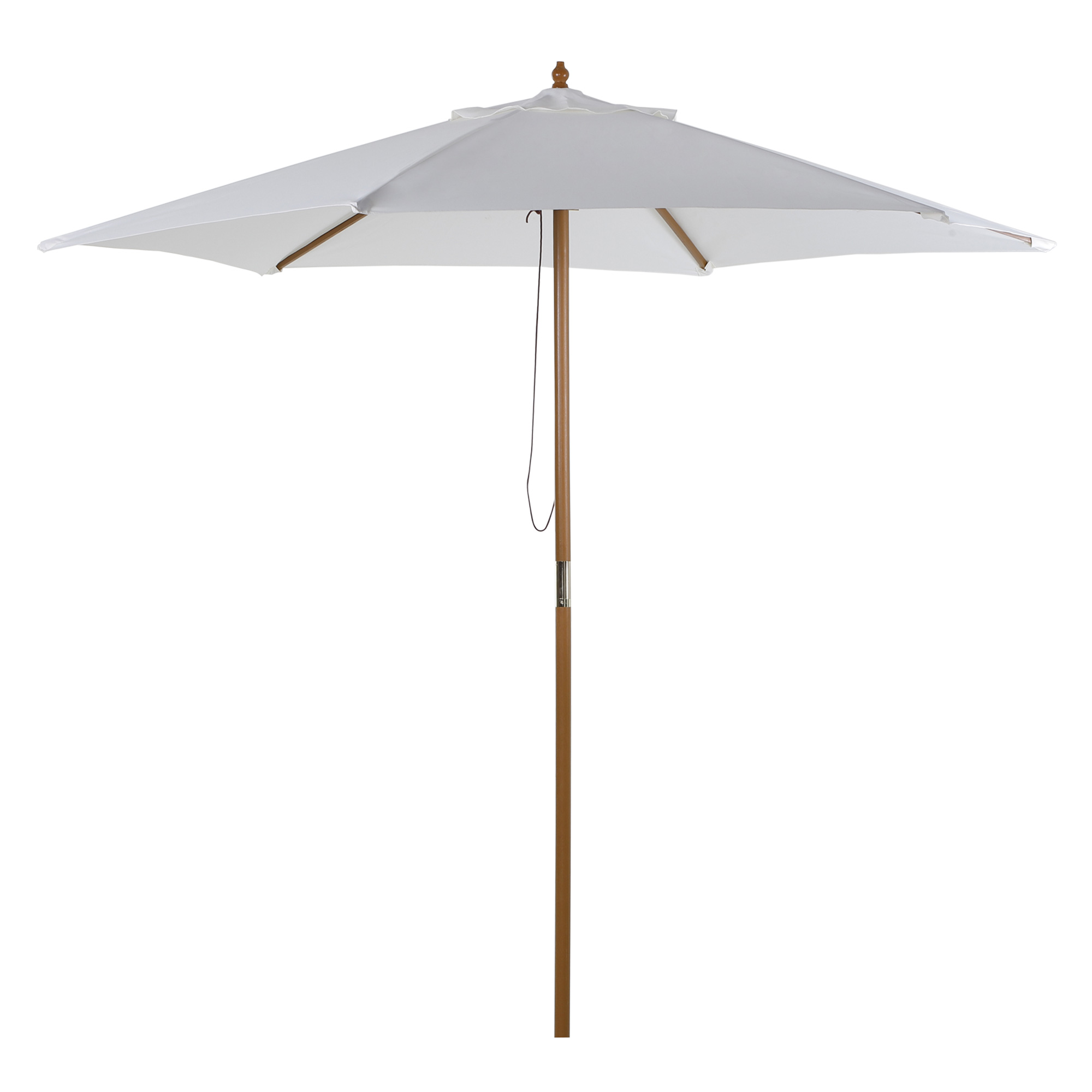 Parasol droit rond grande taille jardin Ø 2,5 x 2,25H m bambou crème