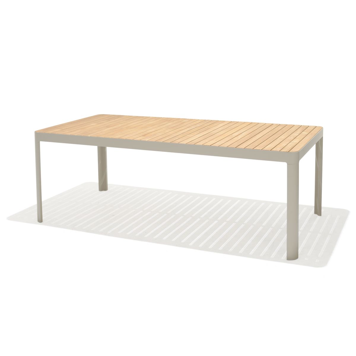 Table de jardin 210cm eucalyptus et aluminium blanc