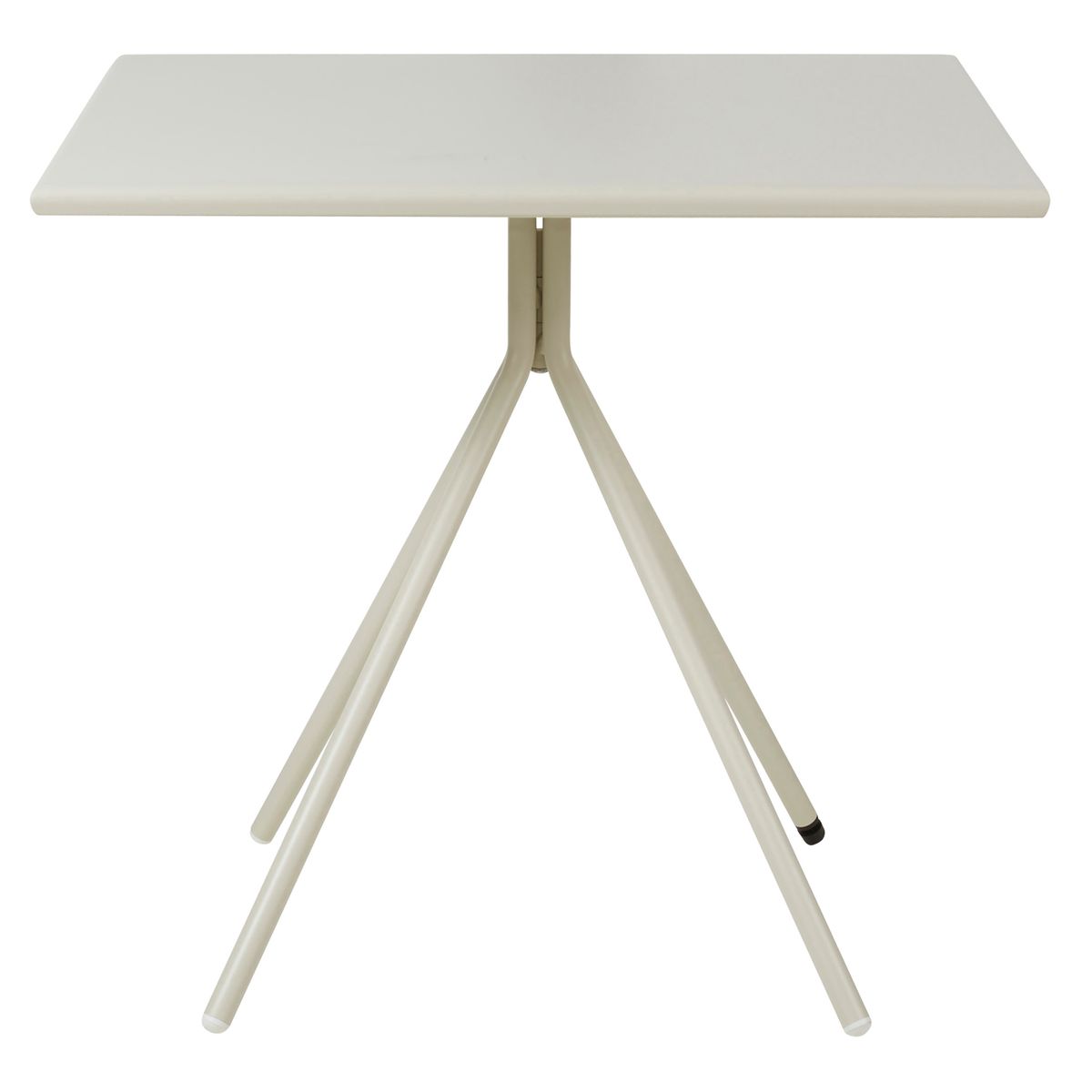 Table de jardin carrée 80cm pied central métal beige