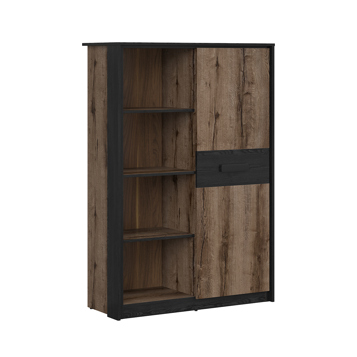 Bibliothèque 1 porte stratifiés beige noir