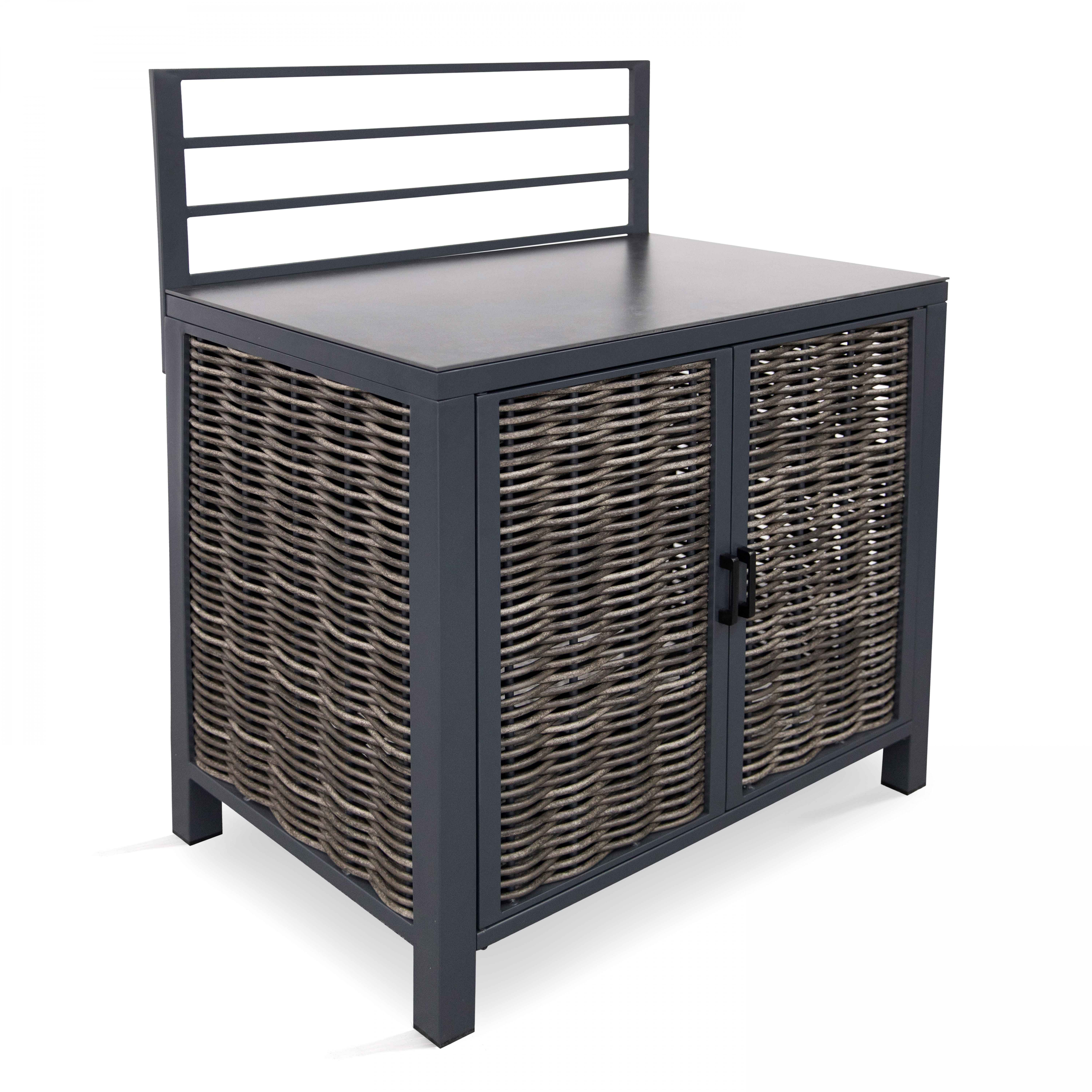 Meuble rangement double porte et plan de travail cuisine extérieure