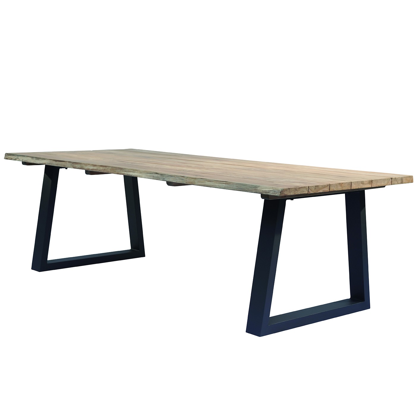 Table de jardin 10 personnes en teck et aluminium noir L240