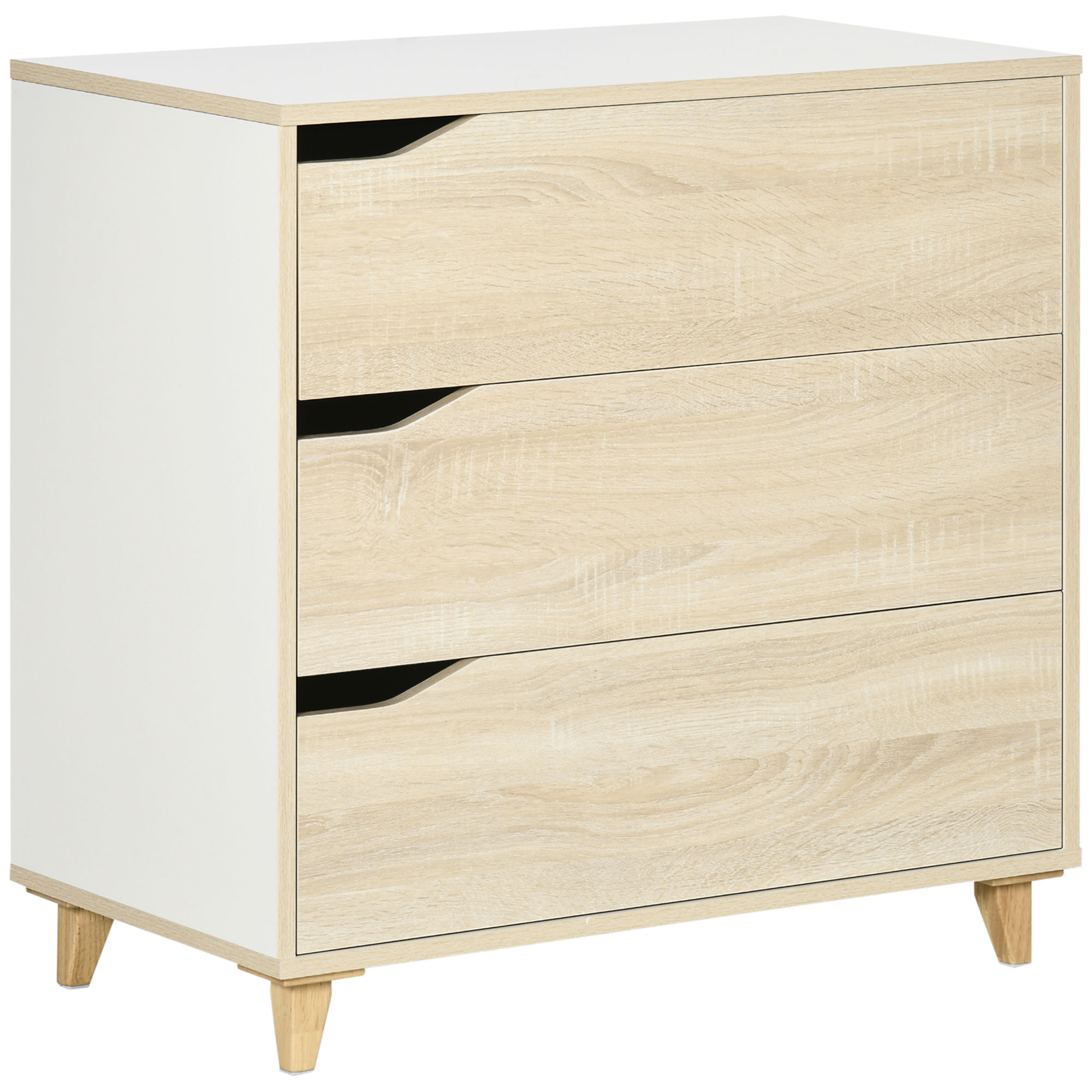 commode design scandinave 3 tiroirs blanc aspect bois clair