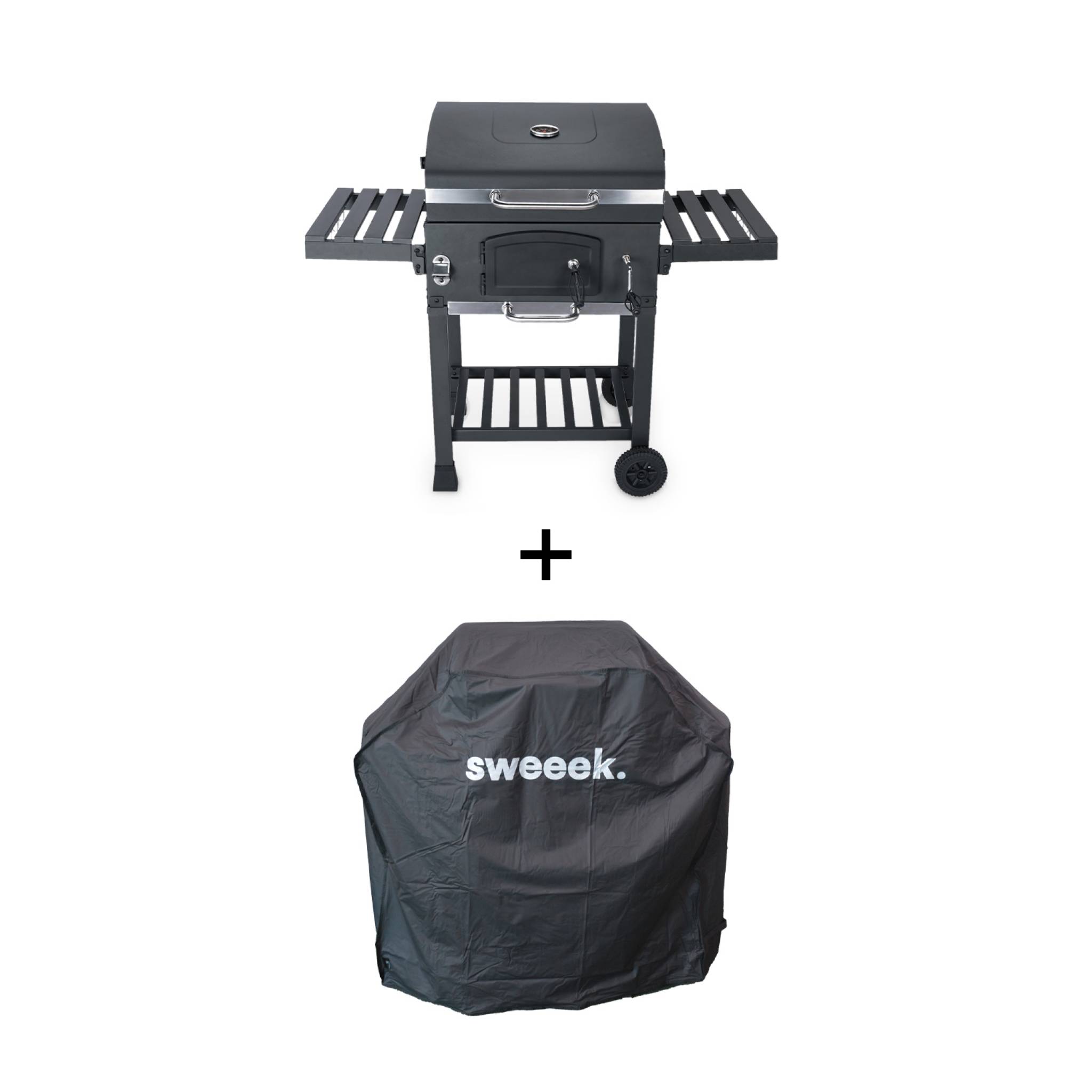 Barbecue grill charbon de bois noir + housse en pvc