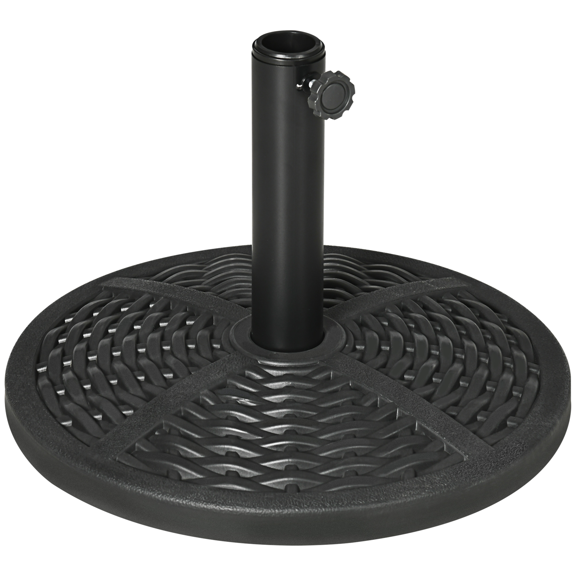 Pied de parasol Ø 45 cm HDPE aspect rotin tressé poids net 8 Kg noir