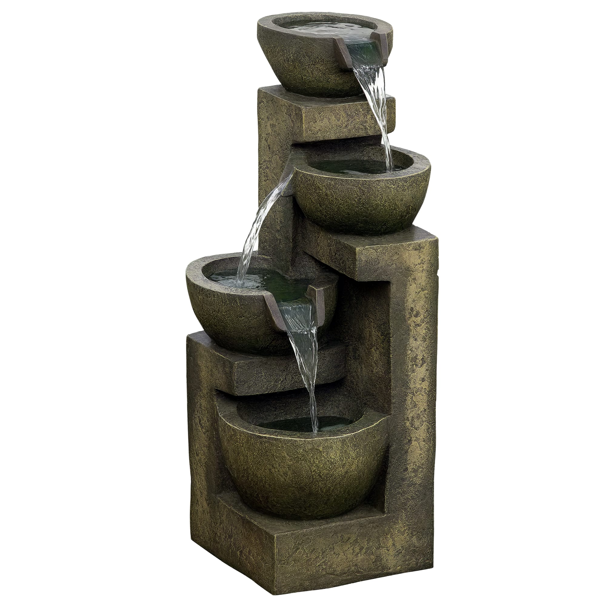 Fontaine de jardin cascade 4 pots débit réglable avec pompe à eau