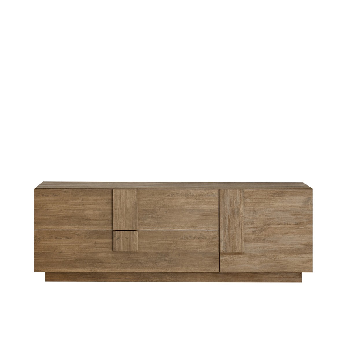Meuble TV 2 tiroirs et 1 porte – L182 cm – Effet bois