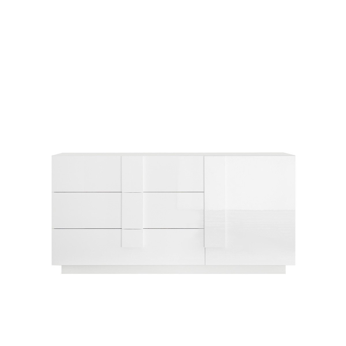 Buffet 3 tiroirs et 1 porte – L182 cm – Blanc