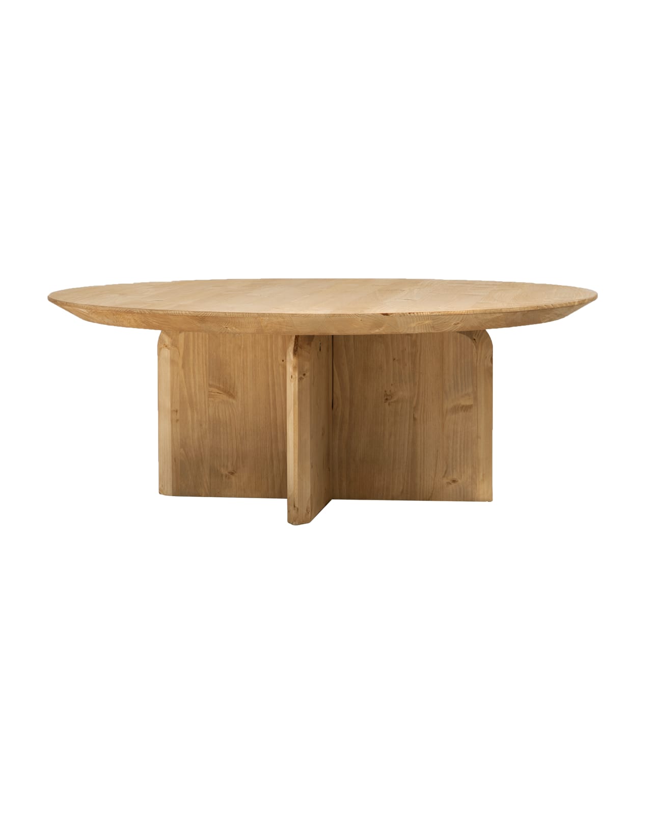 Table basse ronde en bois de sapin marron Ø80×30,2cm