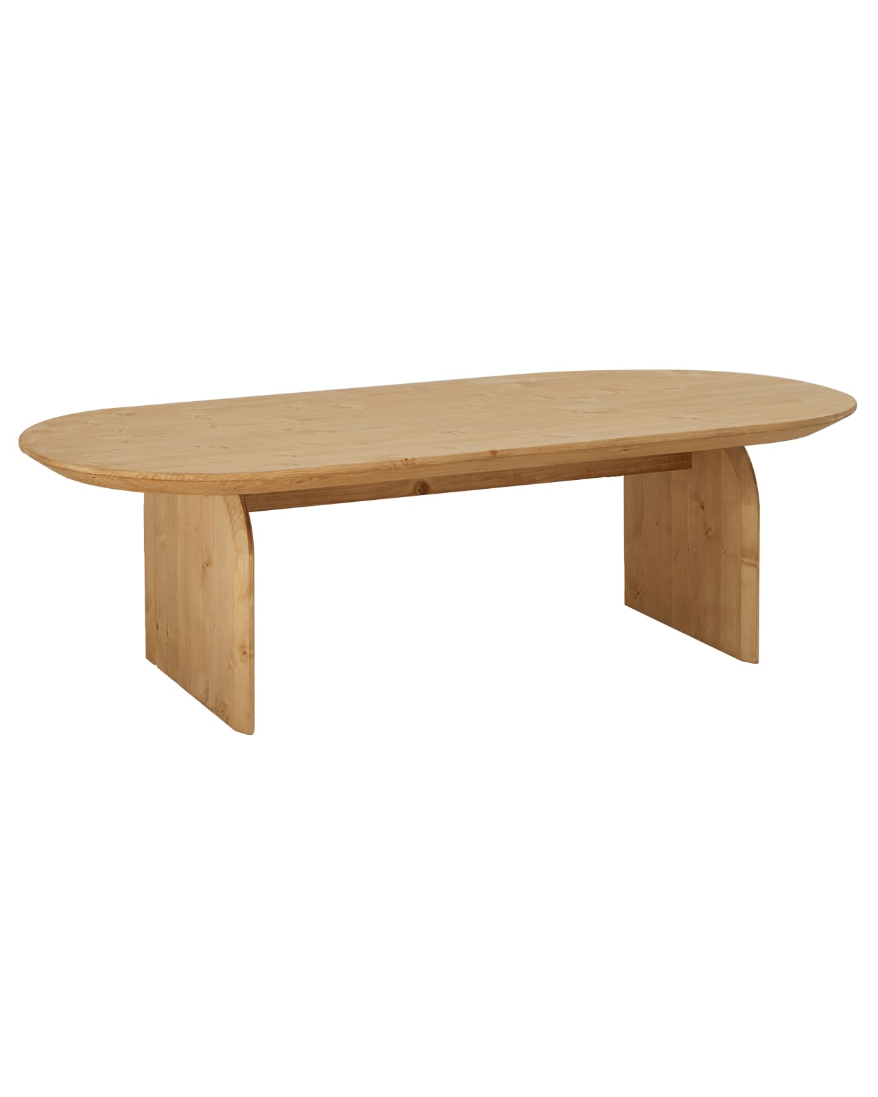 Table basse ovale en bois de sapin marron 120x35cm