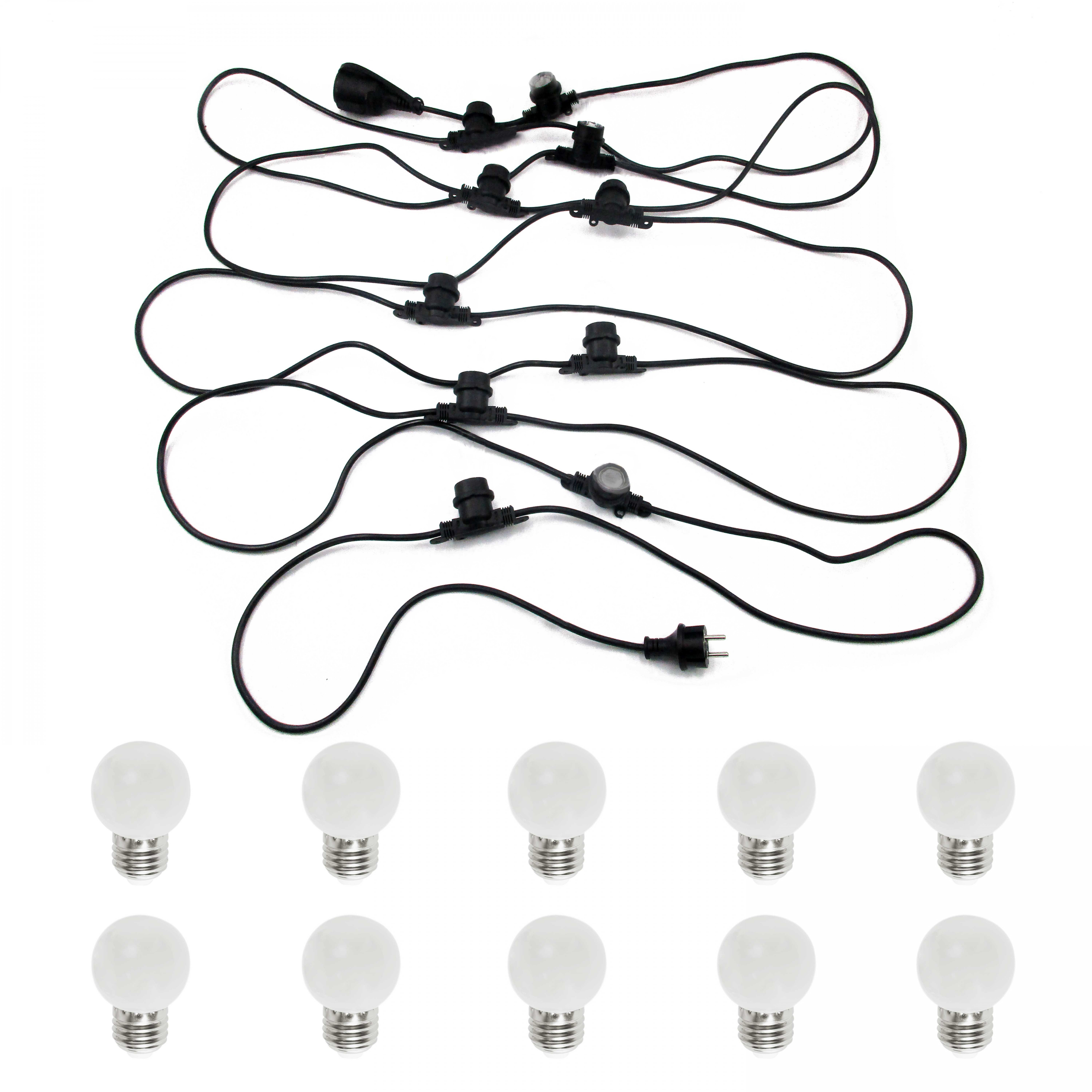 Guirlande guinguette LED et 10 ampoules blanches