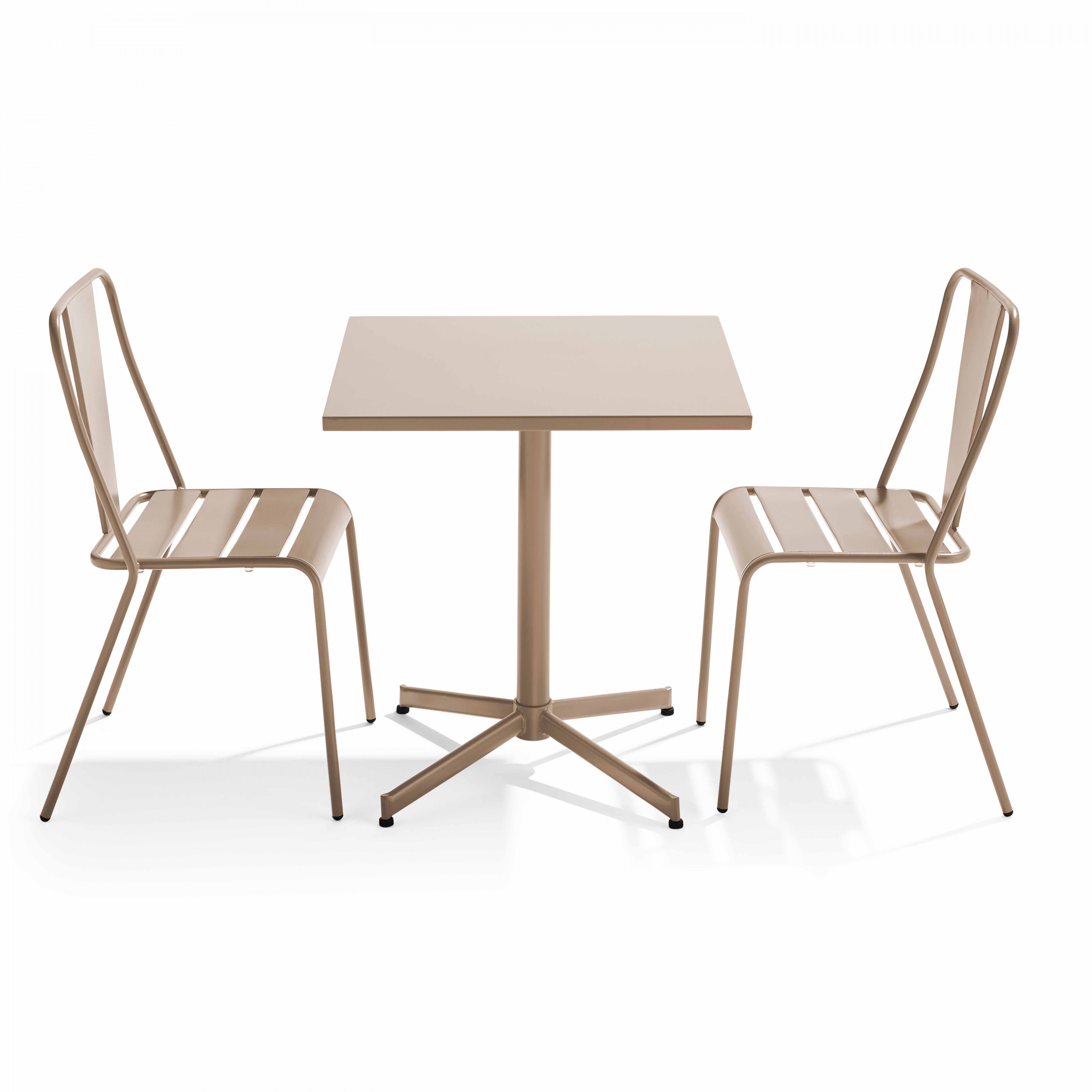 Ensemble table inclinable de jardin et 2 chaises taupe