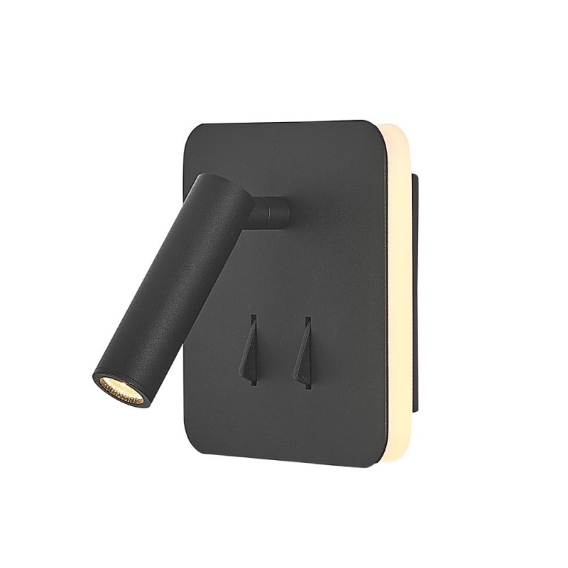 Applique led tête de lit carré noir