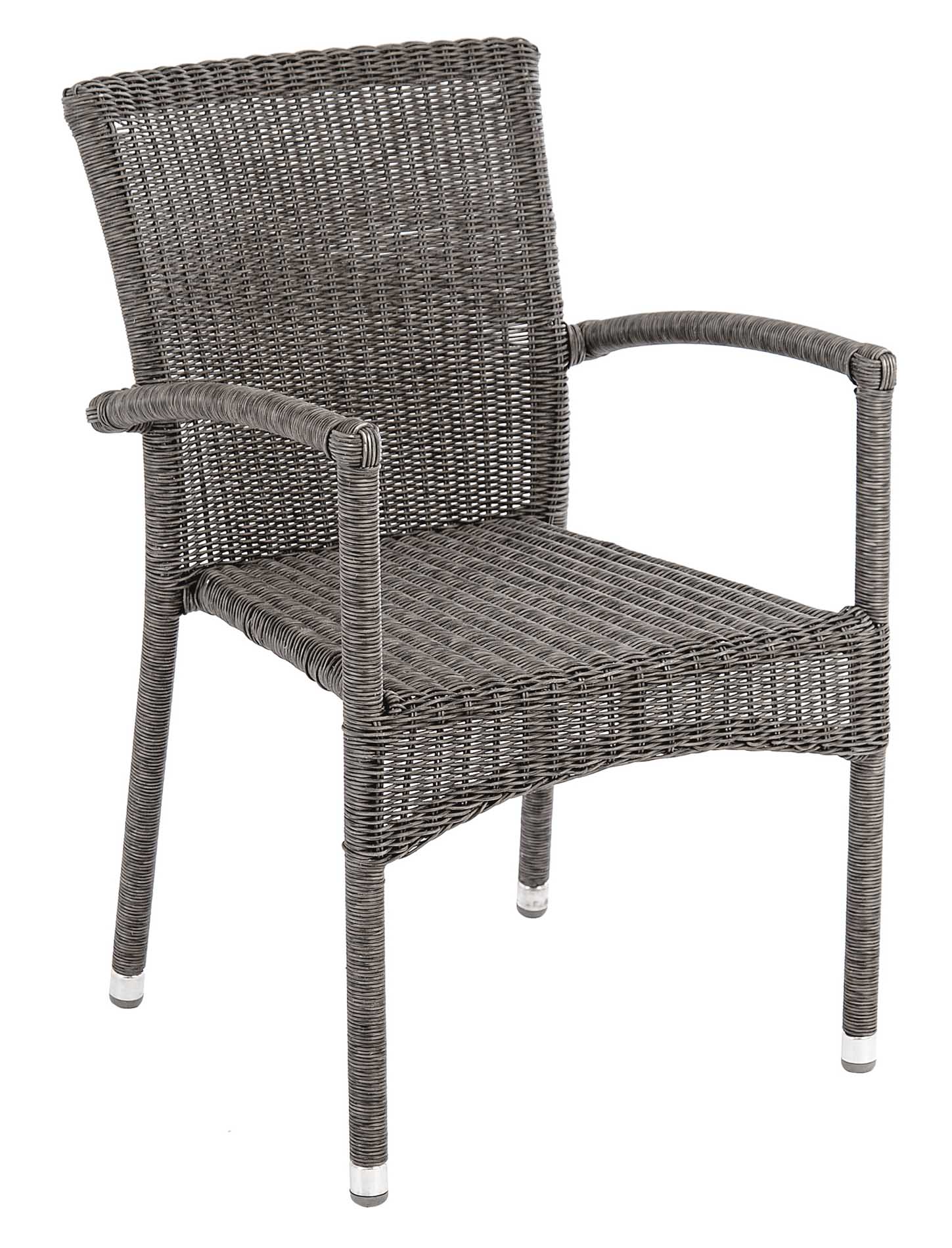 fauteuil repas empilable en aluminium et fibre synthétique grise