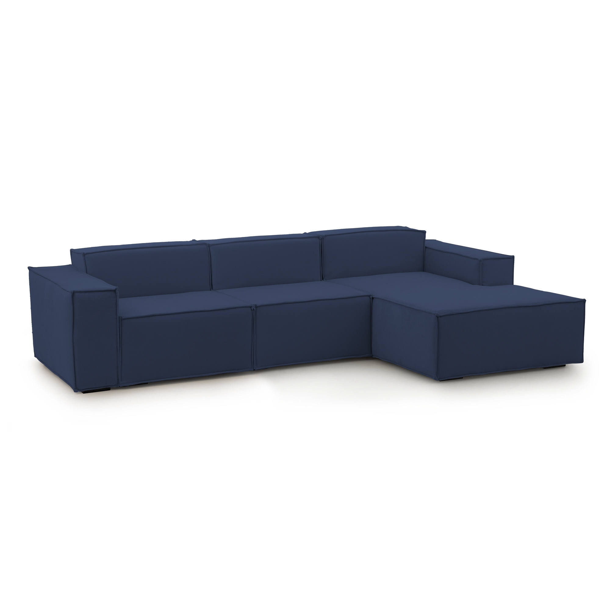 Canapé d'angle 3 places Bleu Tissu Moderne Confort Promotion