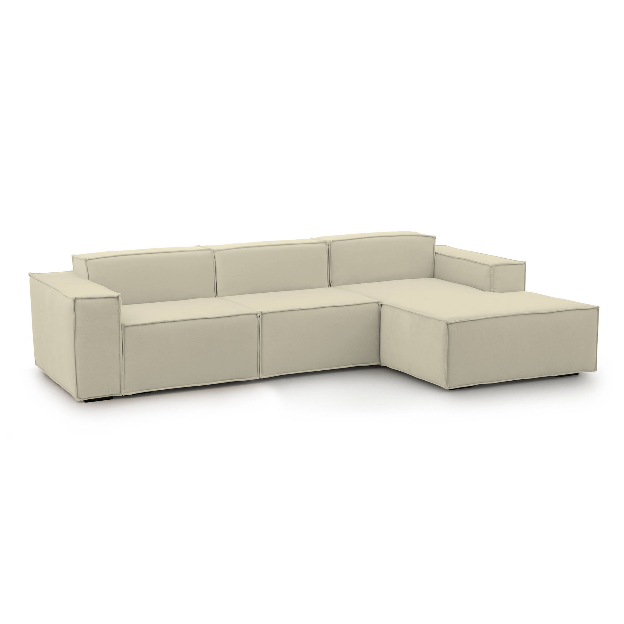 Canapé d'angle 3 places Beige Tissu Moderne Confort Promotion